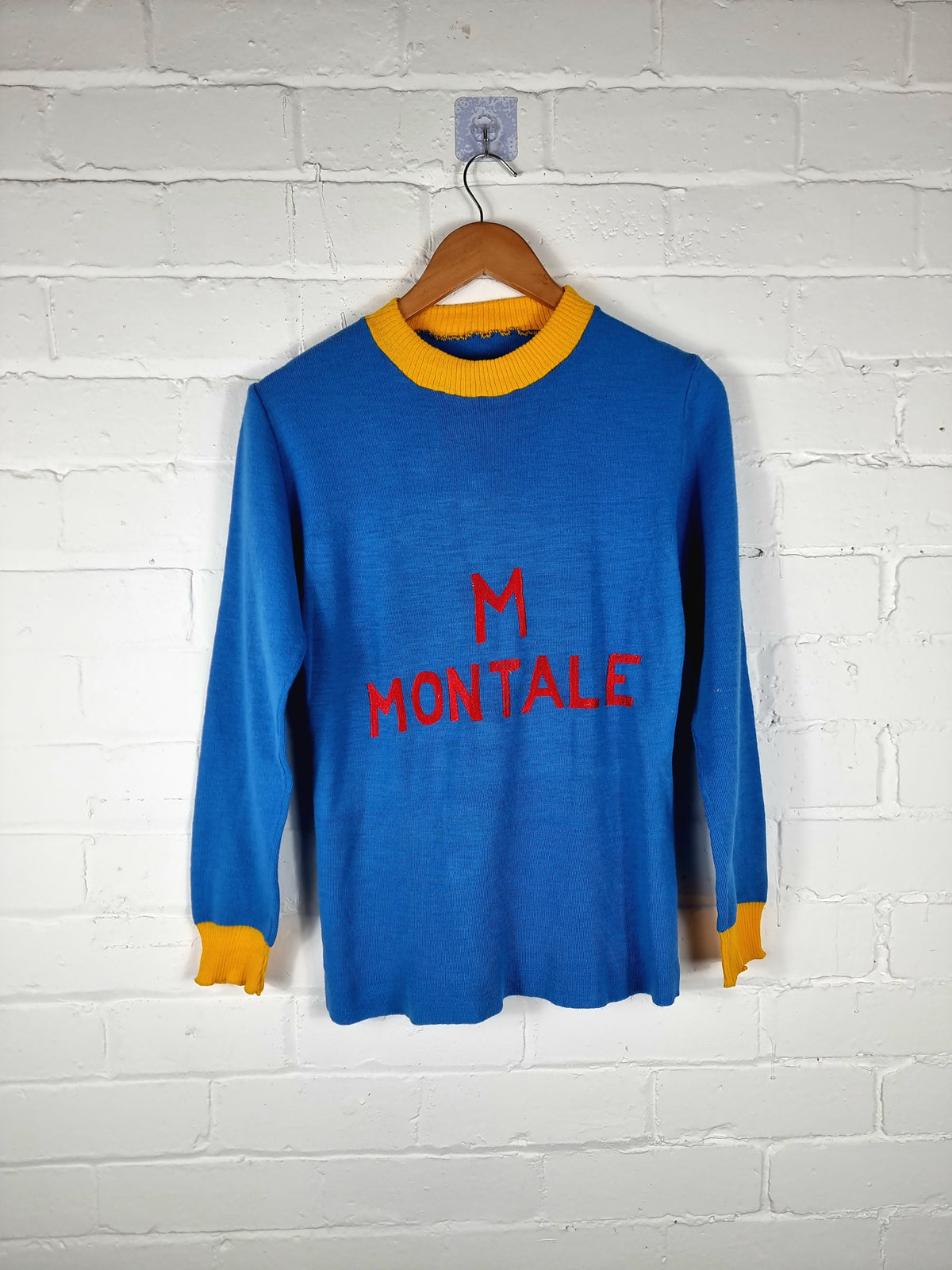 M Montale 1970s Long Sleeve Acrylic Football Shirt Small