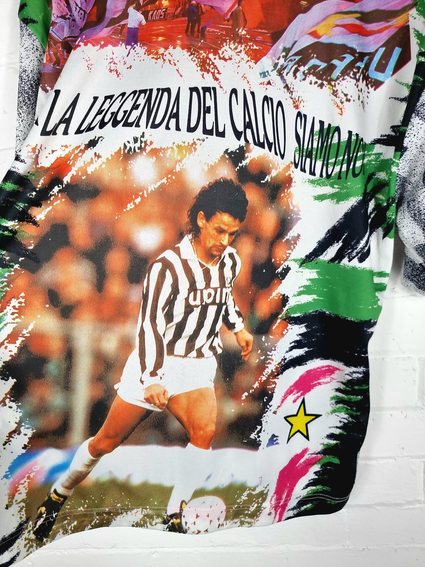 Juventus 1990s Bootleg Roberto Baggio Graphic Print Football Shirt XL