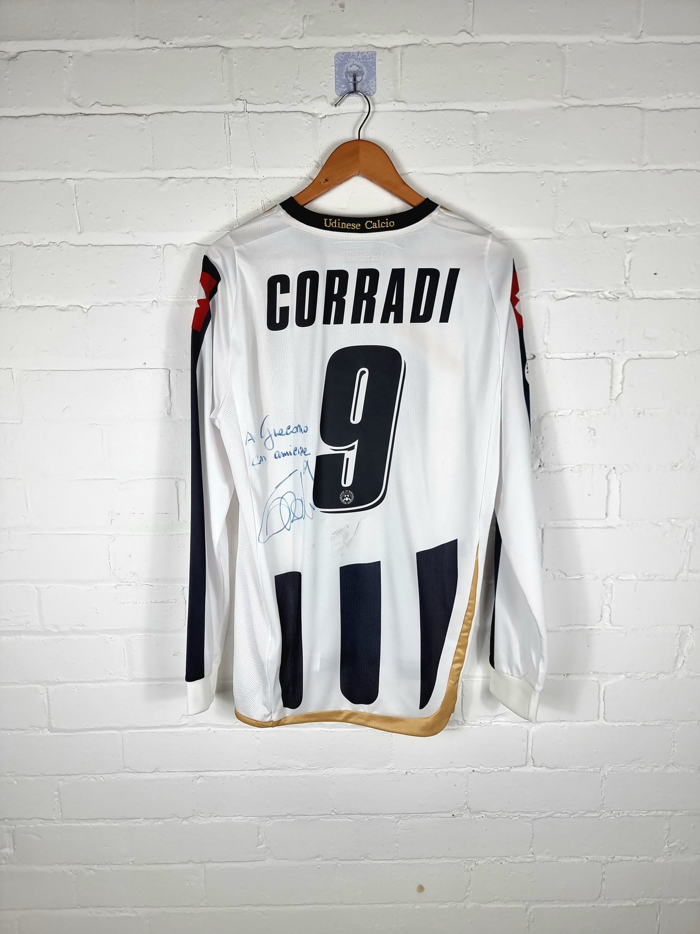 Lotto Udinese 2009/10 'Corradi 9' Long Sleeve Match Issue Signed Home Shirt XL