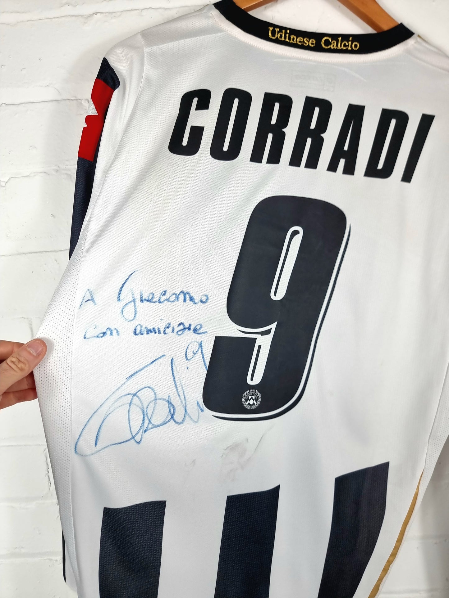 Lotto Udinese 2009/10 'Corradi 9' Long Sleeve Match Issue Signed Home Shirt XL