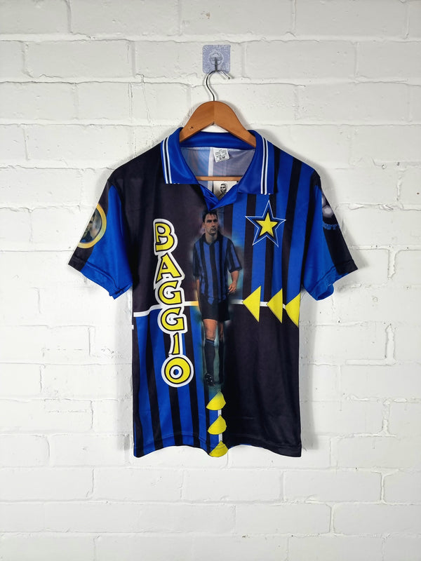 Inter Milan 1998/99 Bootleg Roberto Baggio Graphic Print Football Shirt Small