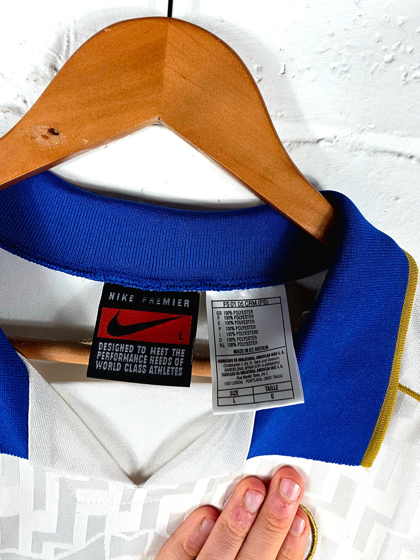 Nike Italy 1995/96 Long Sleeve Match Issue Away Shirt Large