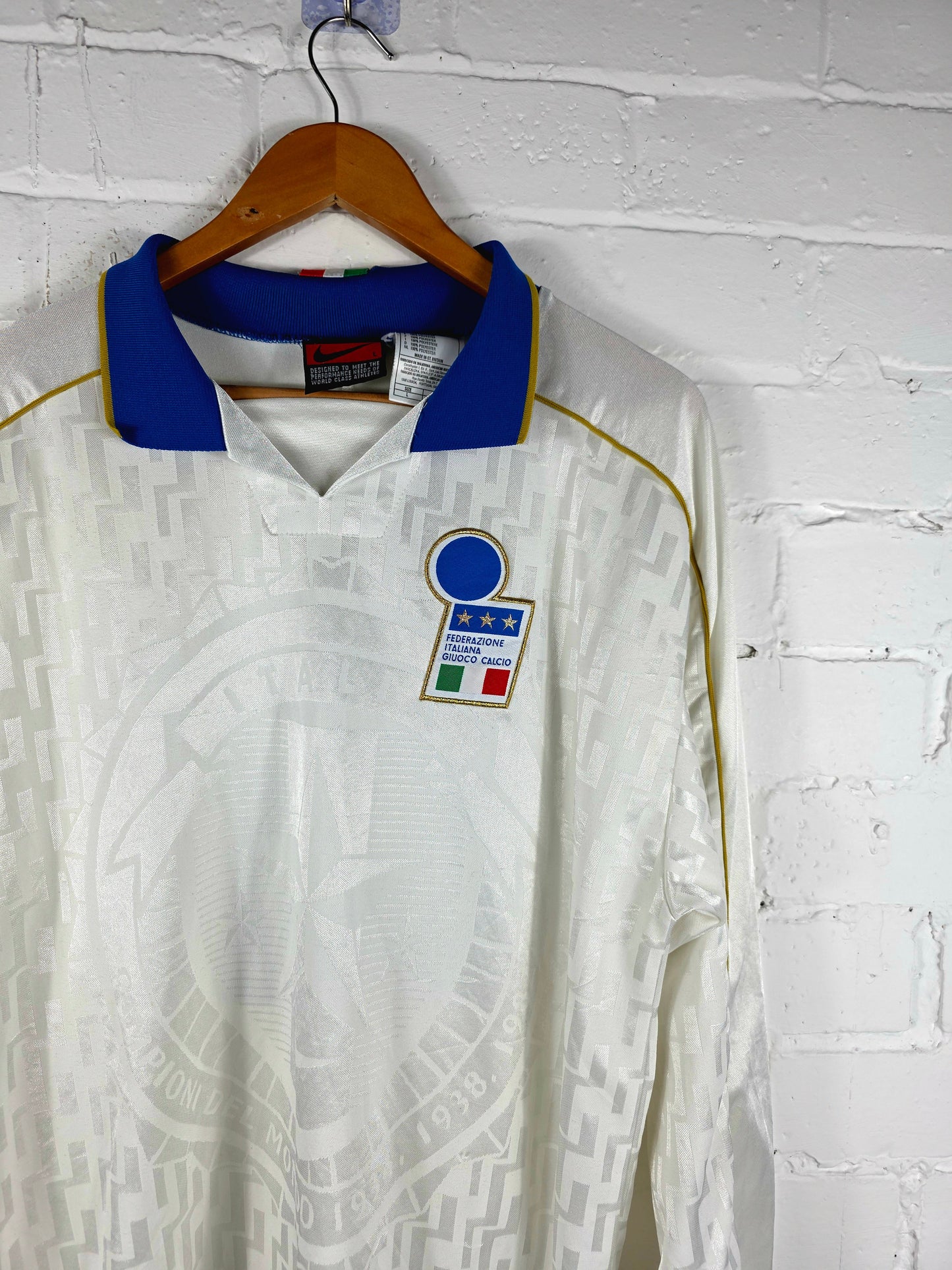 Nike Italy 1995/96 Long Sleeve Match Issue Away Shirt Large