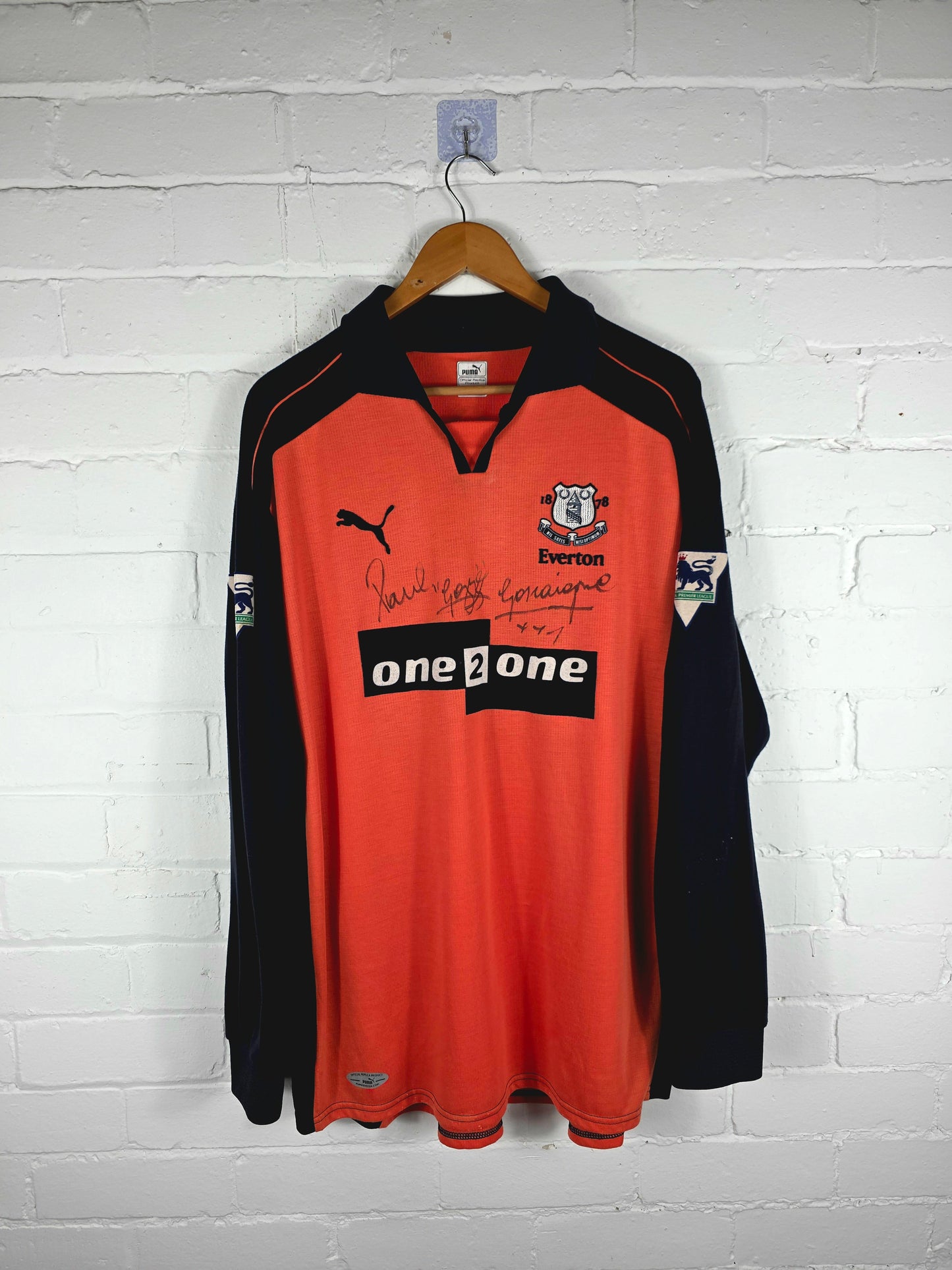 Puma Everton 2001/02 'Gascoigne 18' Signed Long Sleeve Third Shirt XL