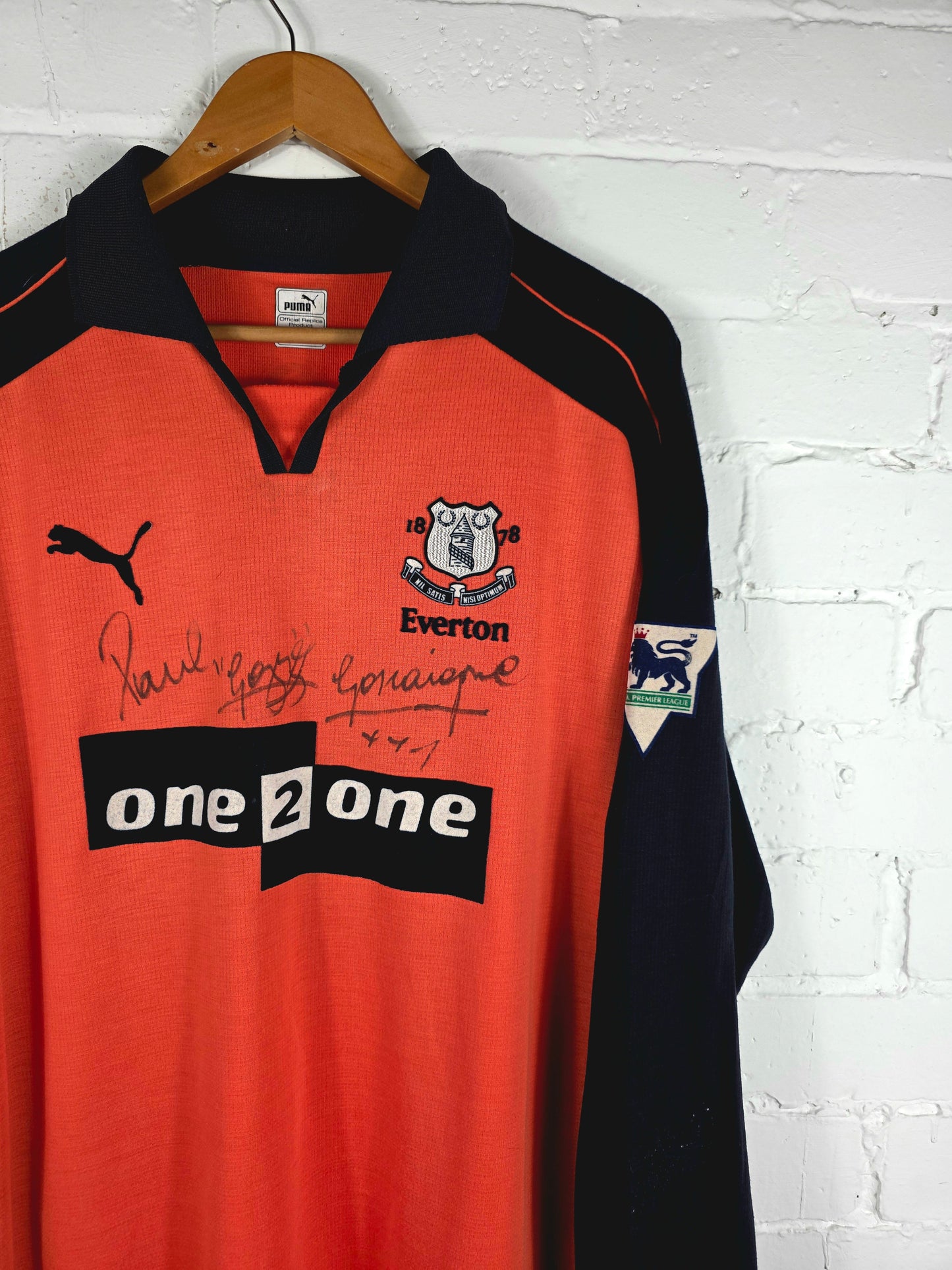 Puma Everton 2001/02 'Gascoigne 18' Signed Long Sleeve Third Shirt XL