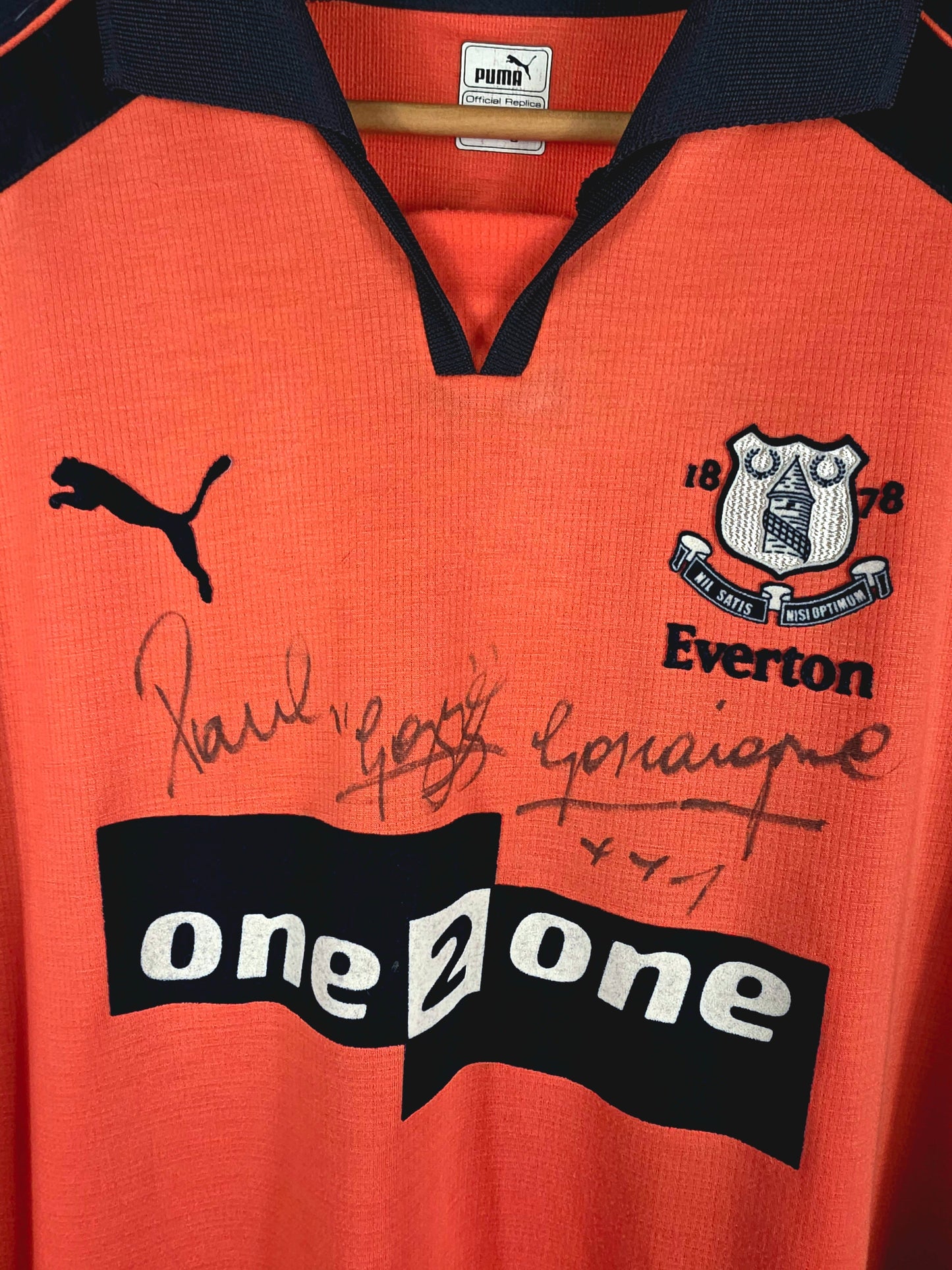 Puma Everton 2001/02 'Gascoigne 18' Signed Long Sleeve Third Shirt XL