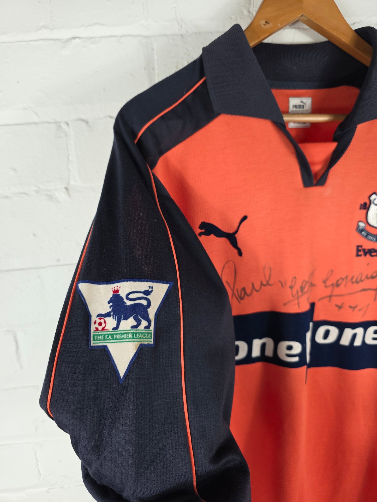 Puma Everton 2001/02 'Gascoigne 18' Signed Long Sleeve Third Shirt XL