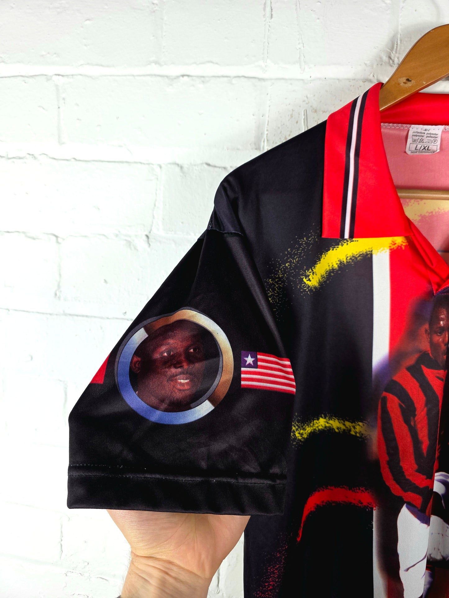 AC Milan 1990s Bootleg George Weah Graphic Print Football Shirt Large