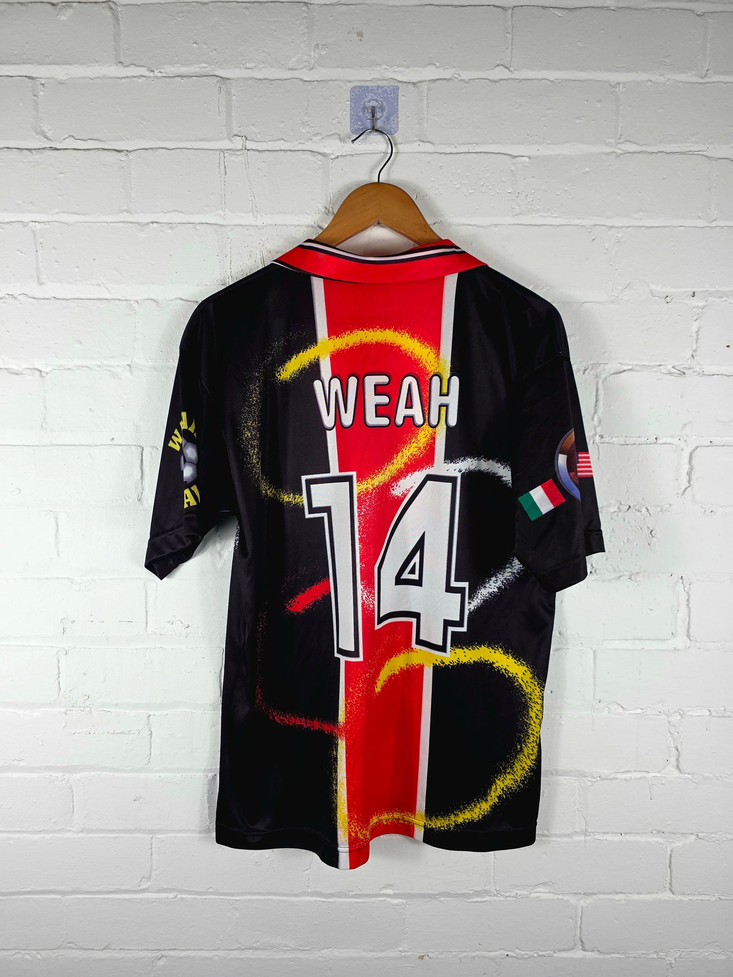 AC Milan 1990s Bootleg George Weah Graphic Print Football Shirt Large