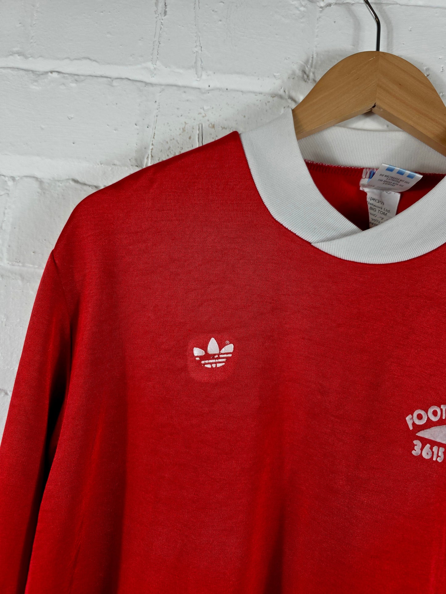 Adidas Foot Feminin 3615 Foot 1980s Vintage Long Sleeve Football Shirt Large