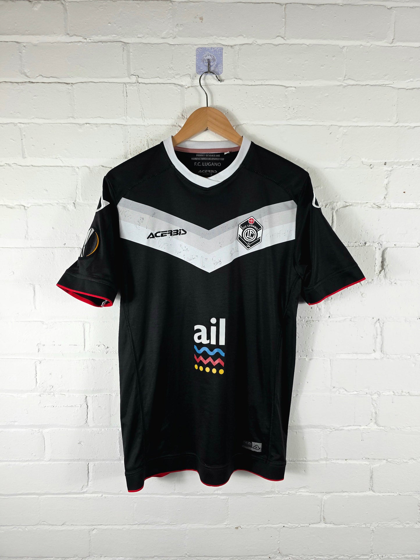 Acerbis FC Lugano 2017/18 'Bottani 10' Signed Match Issue Europa League Home Shirt Large