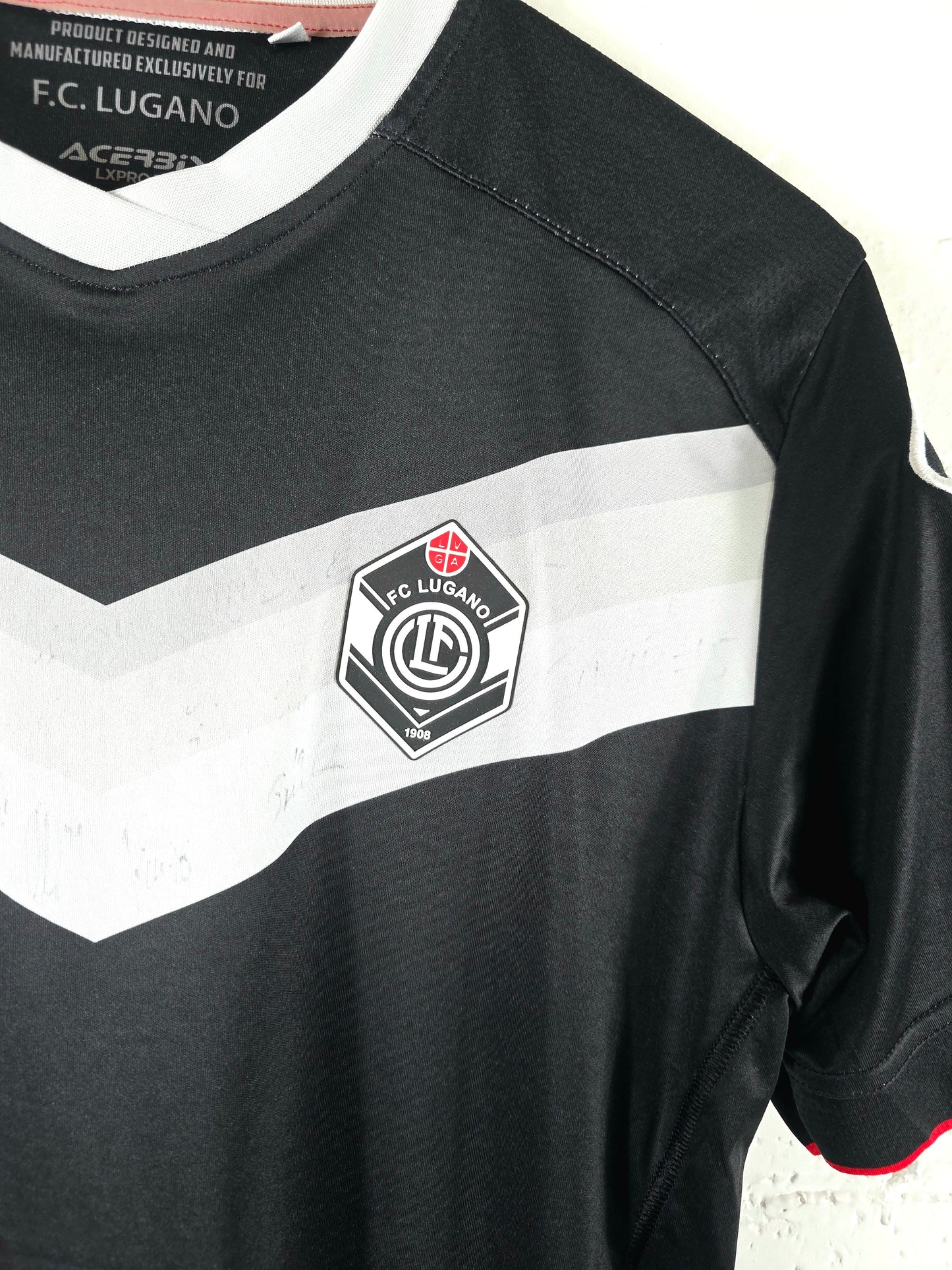 Acerbis FC Lugano 2017/18 'Bottani 10' Signed Match Issue Europa League Home Shirt Large