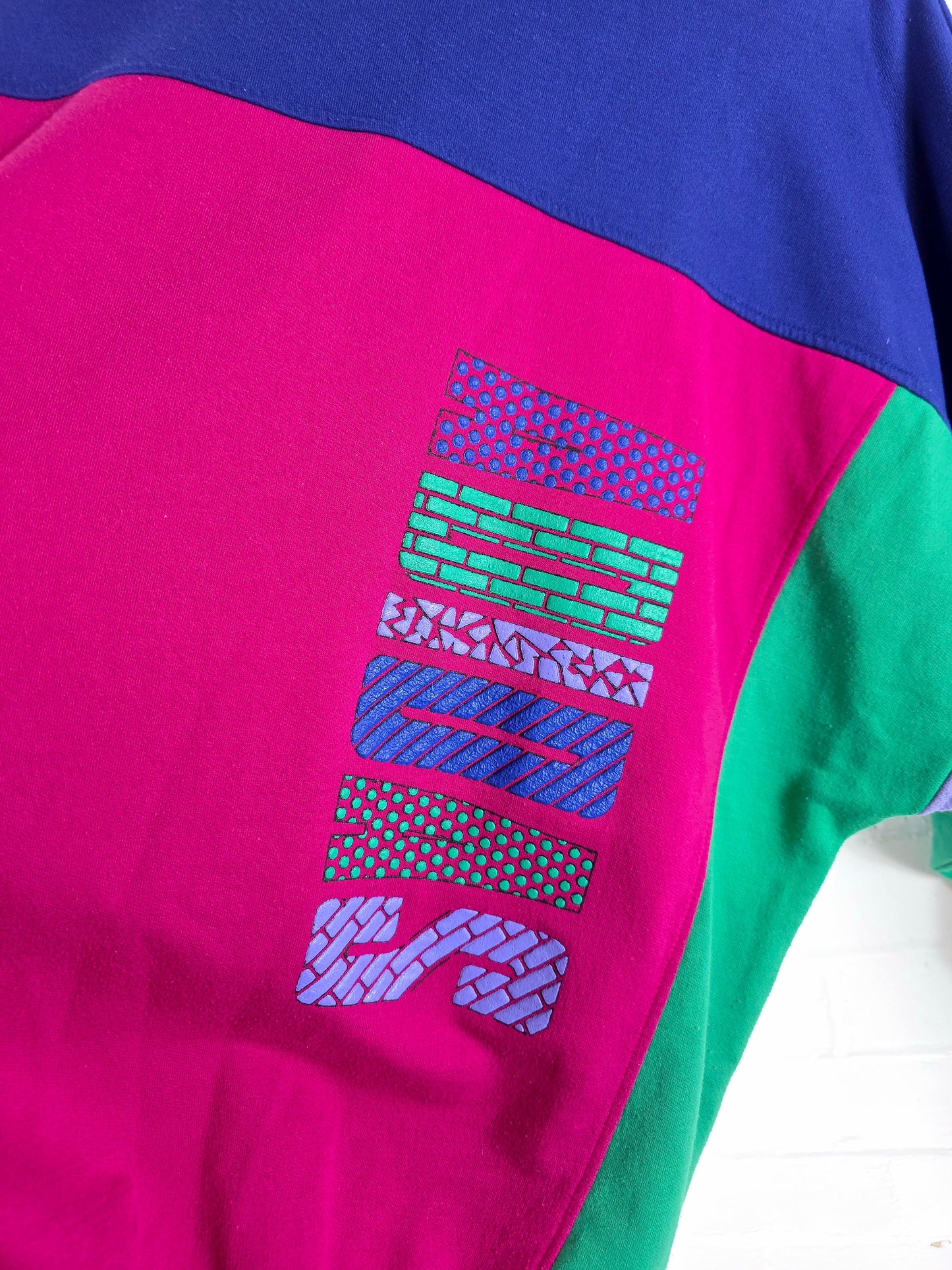 Adidas 1990s Vintage Block Colour Spellout Sweatshirt Large