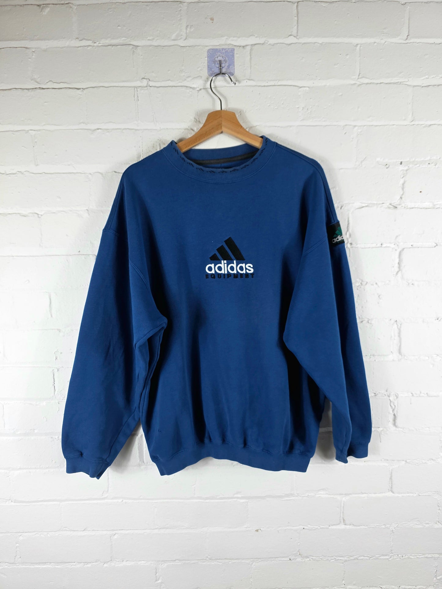 Adidas Equipment 1990s Navy Spellout Sweatshirt Medium