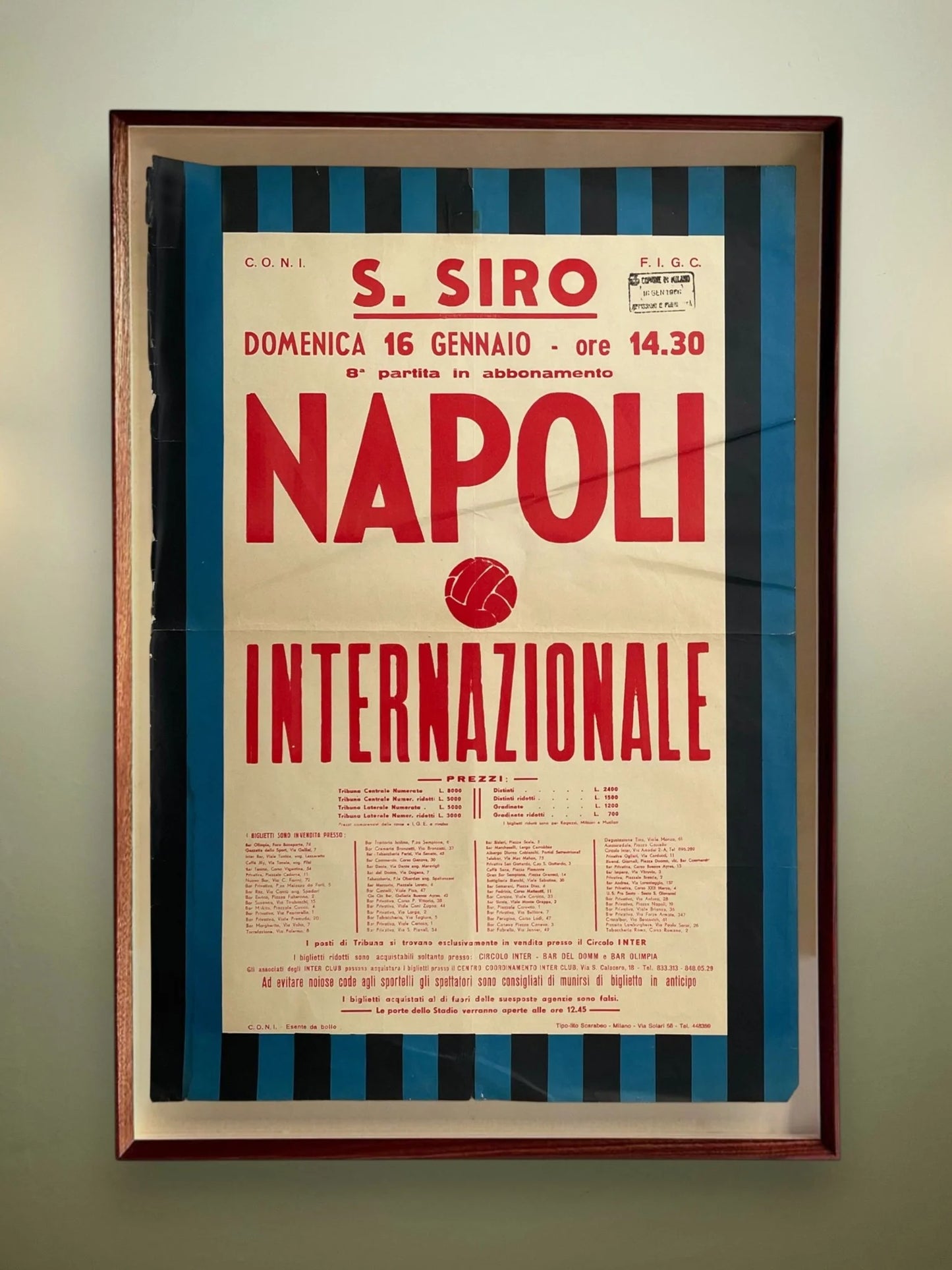 Store Memorabilia • Poster • Inter Milan • 1966 • Official Serie A Inter vs Napoli Poster