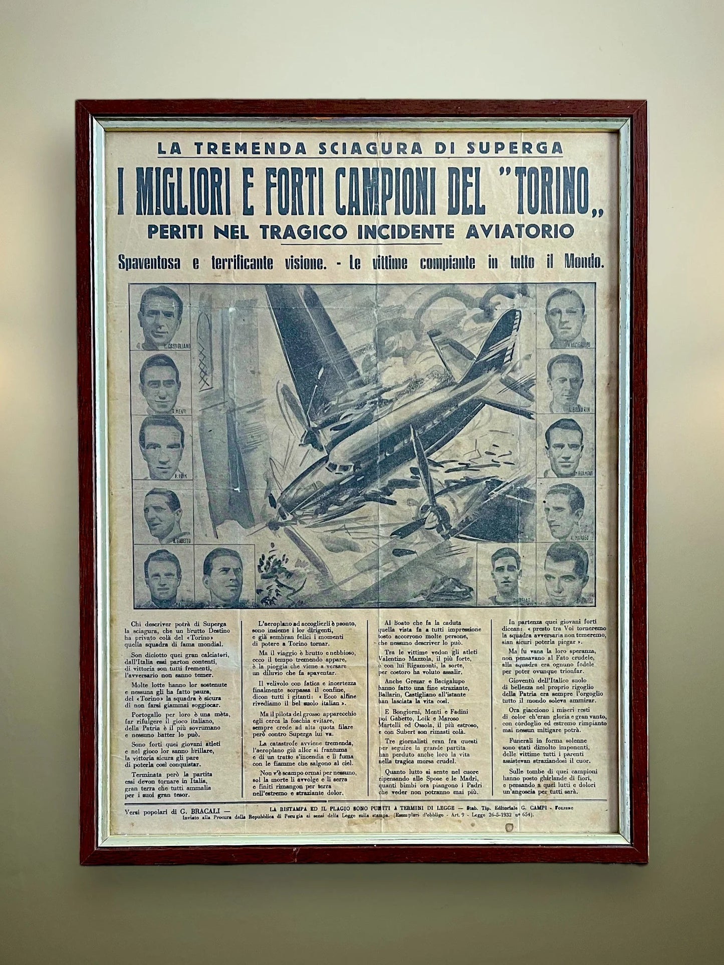 Store Memorabilia • Newspaper • Torino • 1949 • Superga Air Disaster Newspaper Tribute