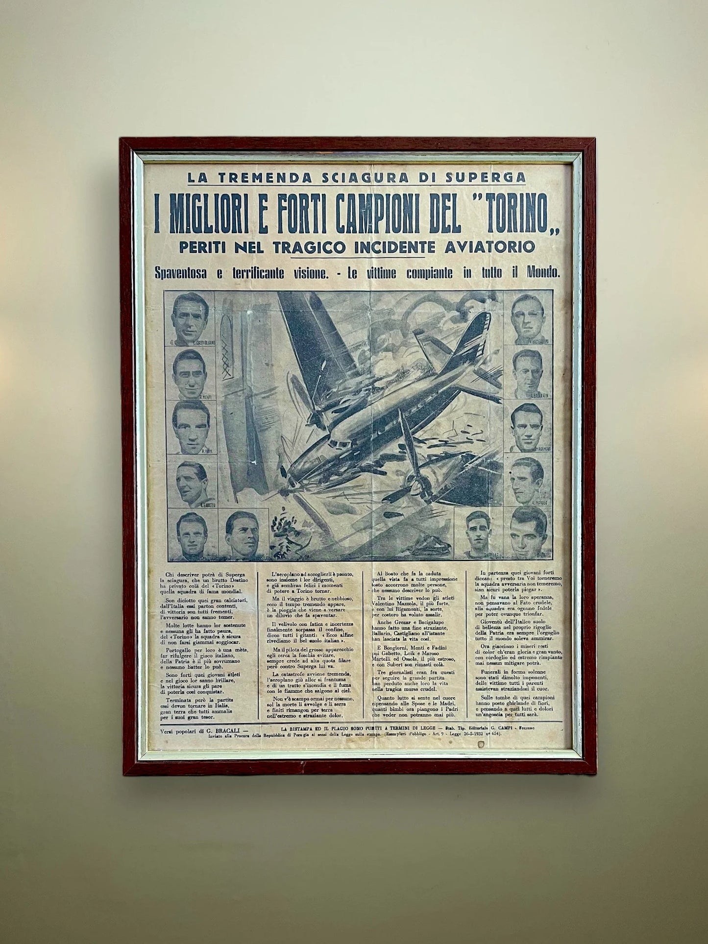 Store Memorabilia • Newspaper • Torino • 1949 • Superga Air Disaster Newspaper Tribute