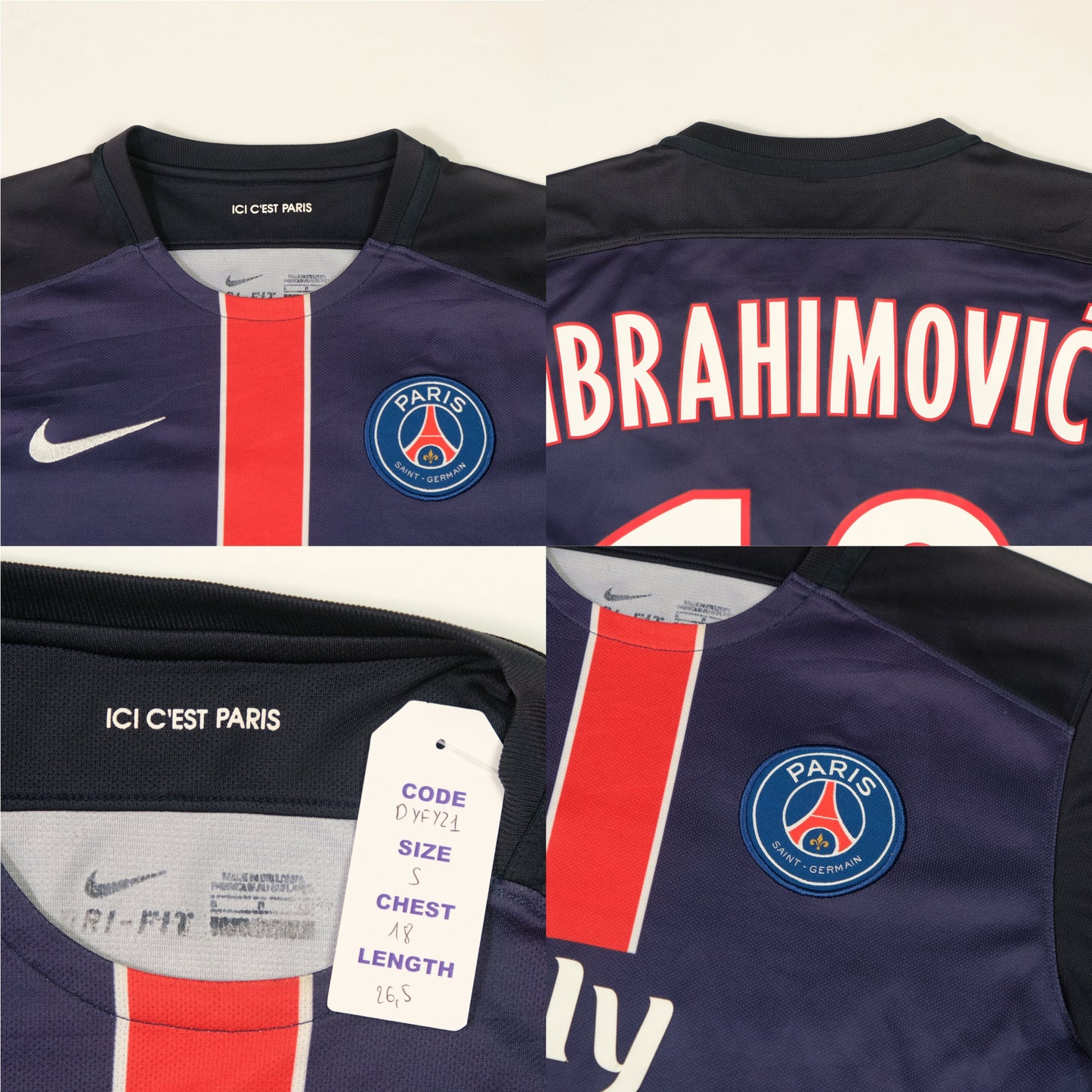 2015/16 PSG Home Shirt Ibrahimovic Nike (S)