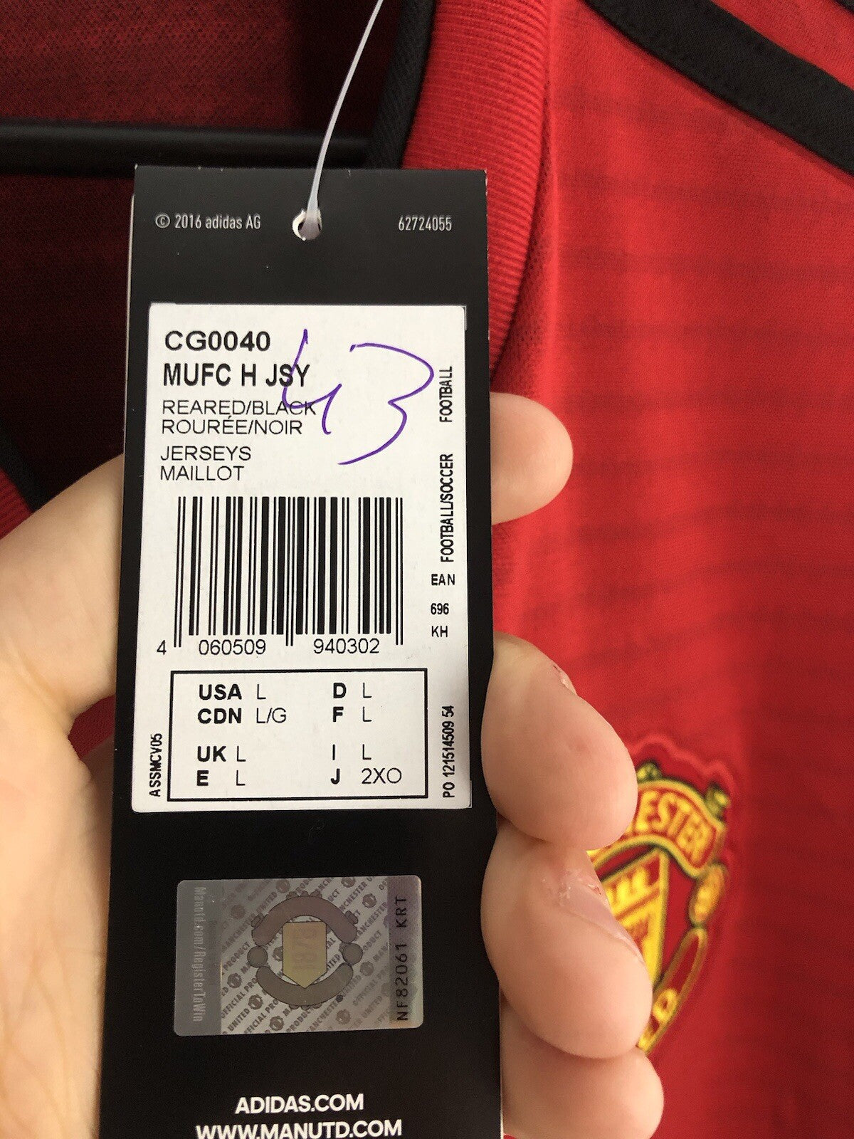 Manchester United Rashford #10 2018/19 Large Home Shirt BNWT CG0040