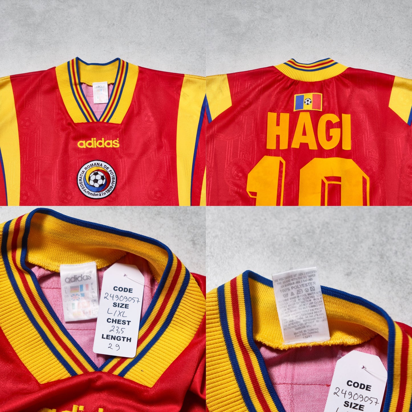 1996/98 Romania Away Shirt Adidas Hagi (L/XL)