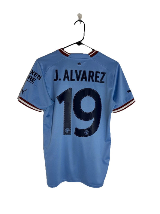 Man City J. Alvarez #19 2022/23 Treble Small Home Excellent Condition 765710-01