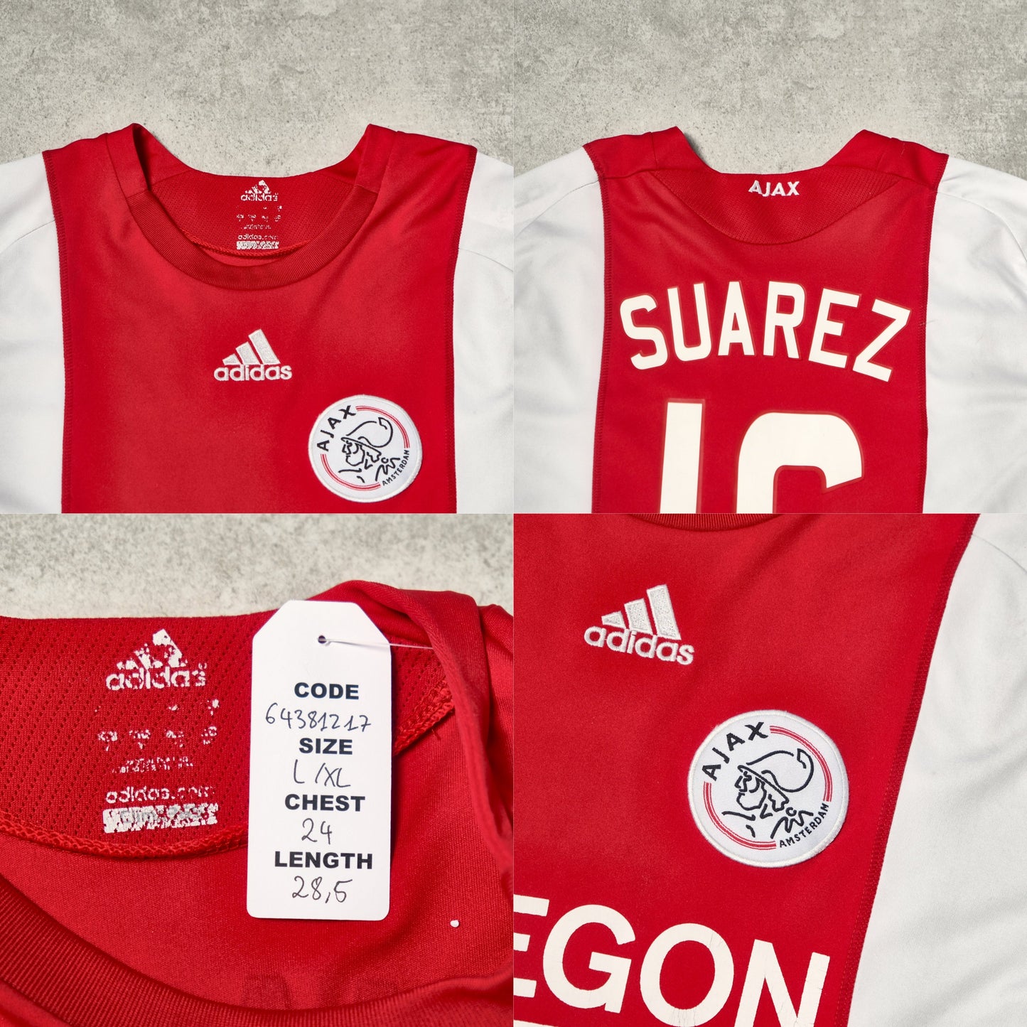 2008/09 Ajax Home Shirt Adidas Suarez (L/XL)