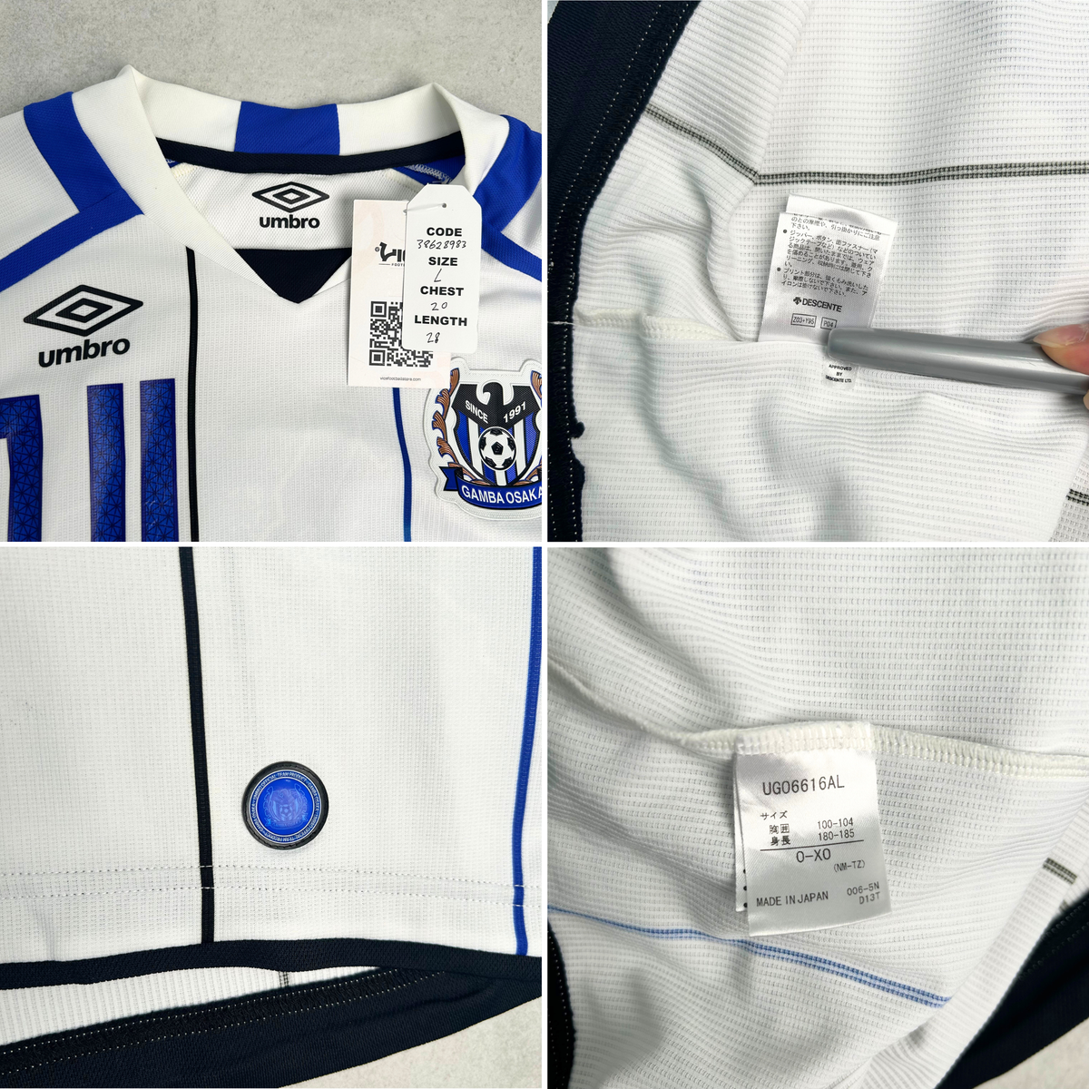 2016 Gamba Osaka Away Shirt Umbro J-League Player Issue (L)