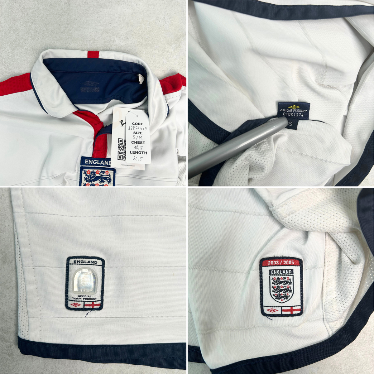 2004/05 England Home Shirt Umbro Beckham (S/M)