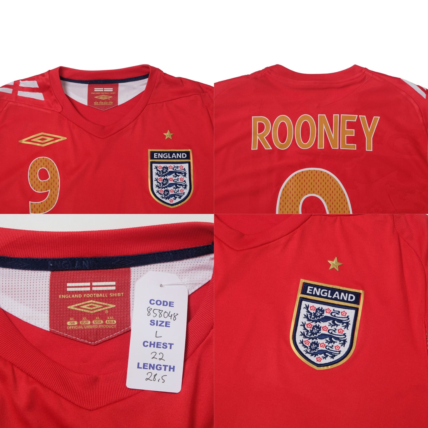 2006/08 England Away Shirt Umbro Rooney (L)