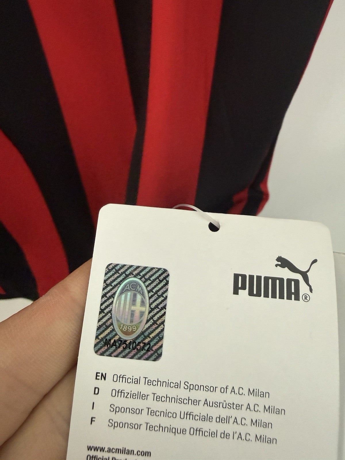 AC Milan Cutrone #63 2018/19 Medium Home Shirt Puma BNWT 754750-06