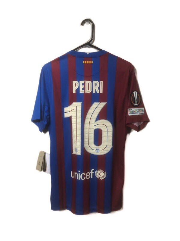 Barcelona Pedri #16 2021/22 Medium Europa League Home Shirt BNWT CV7891-428