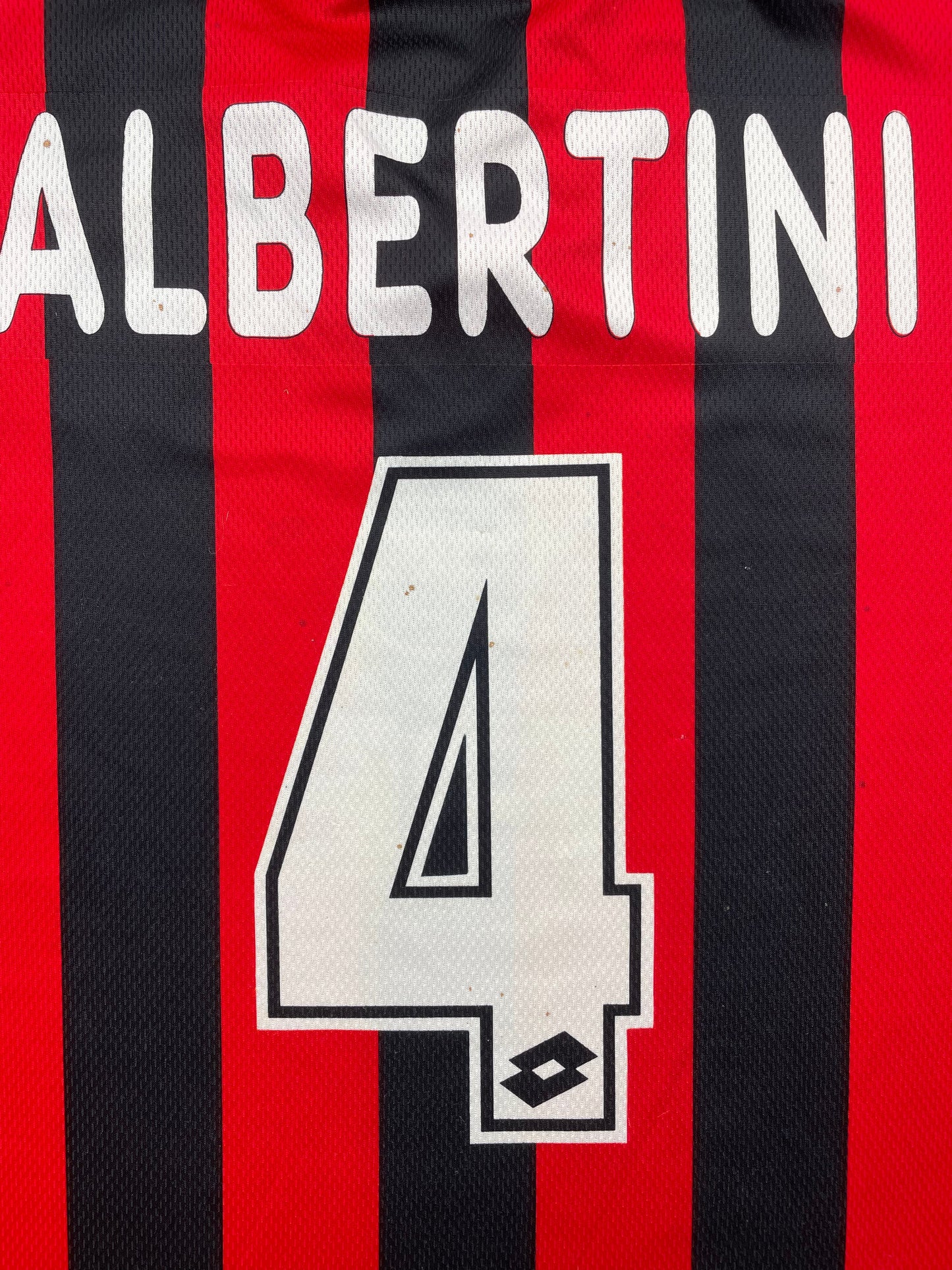Match Shirt • Club • AC Milan • 1996 • Lotto • Home • #4 • Demetrio Albertini • Match Worn • Unwashed