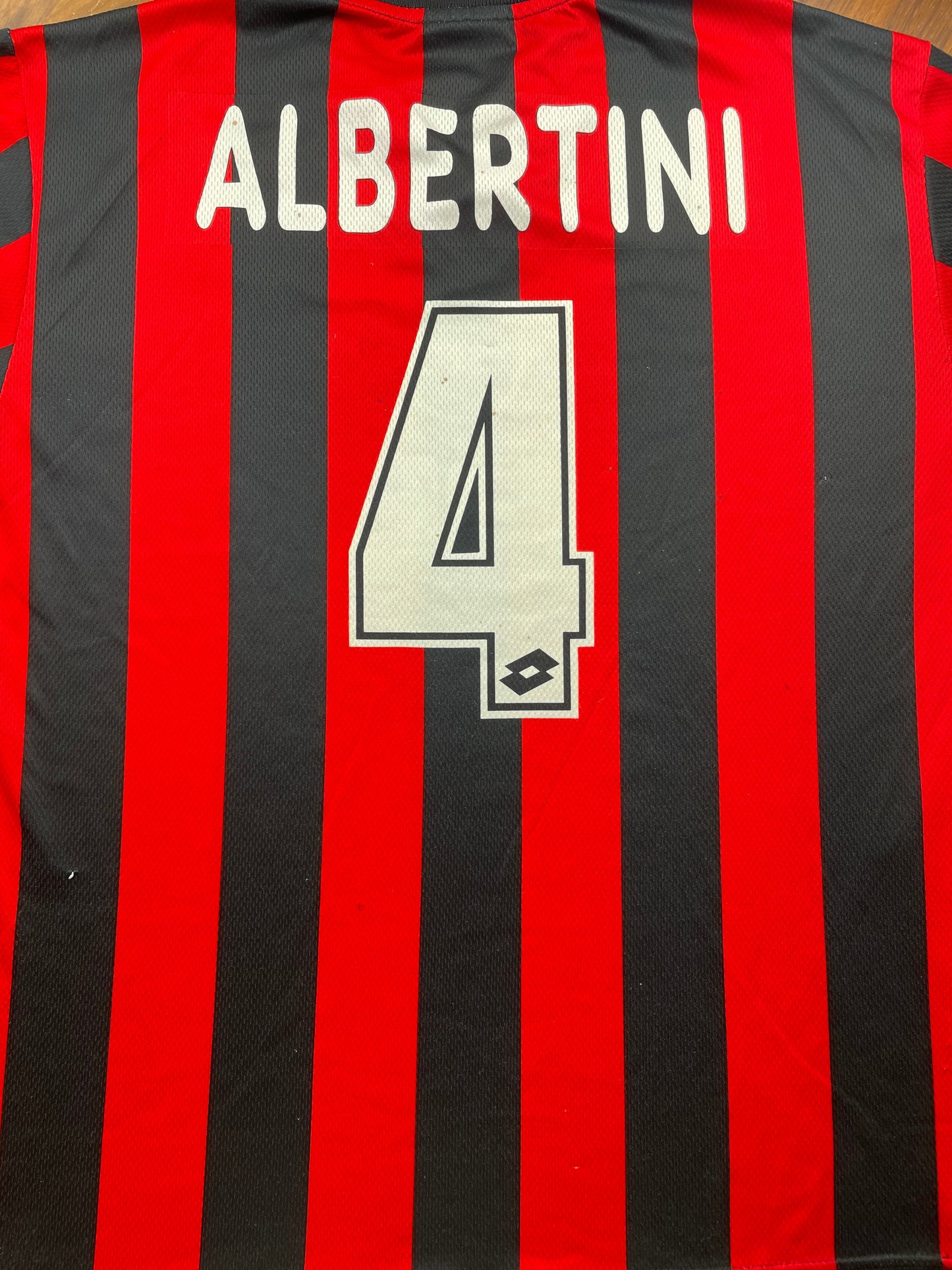 Match Shirt • Club • AC Milan • 1996 • Lotto • Home • #4 • Demetrio Albertini • Match Worn • Unwashed