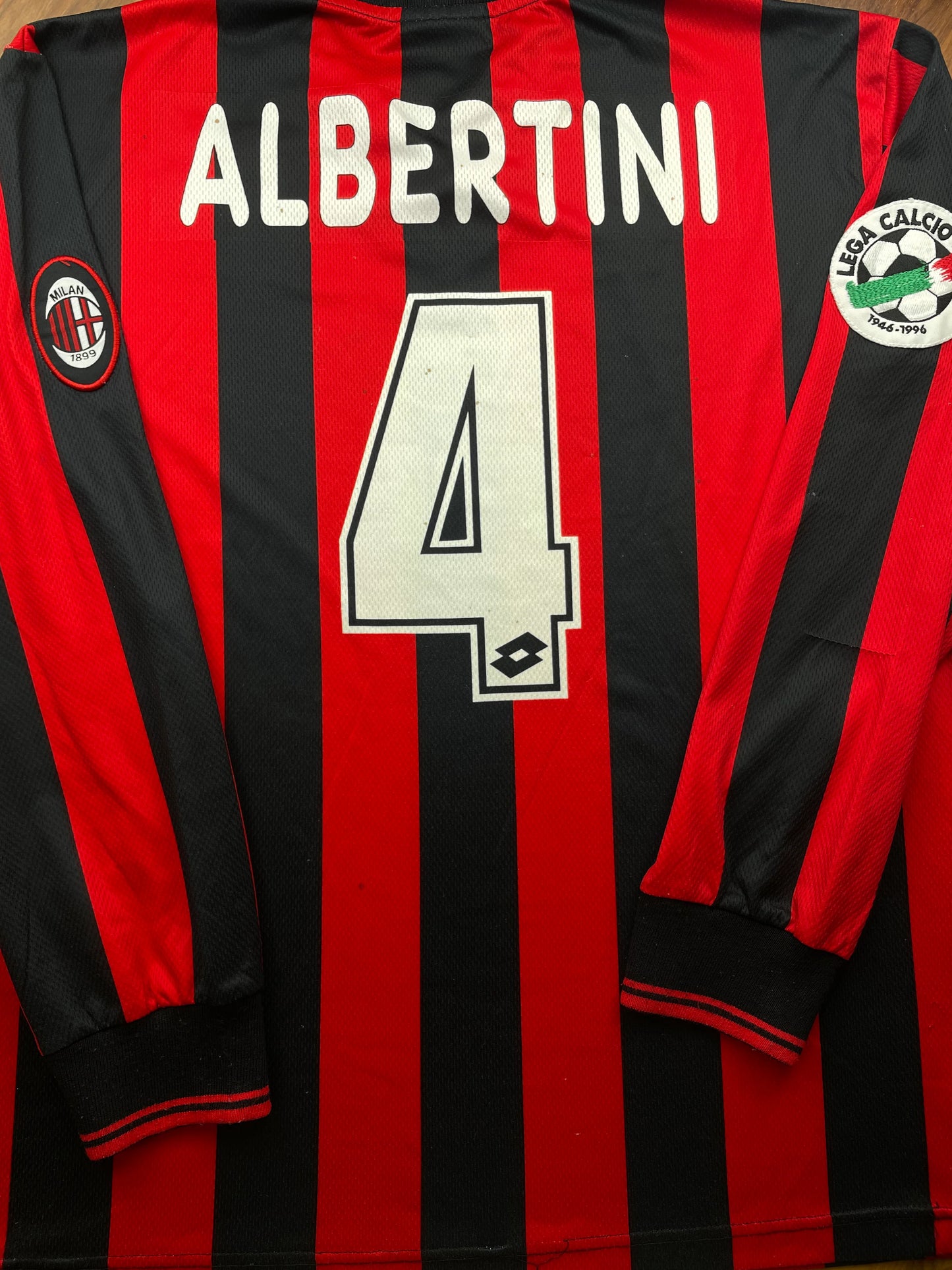 Match Shirt • Club • AC Milan • 1996 • Lotto • Home • #4 • Demetrio Albertini • Match Worn • Unwashed