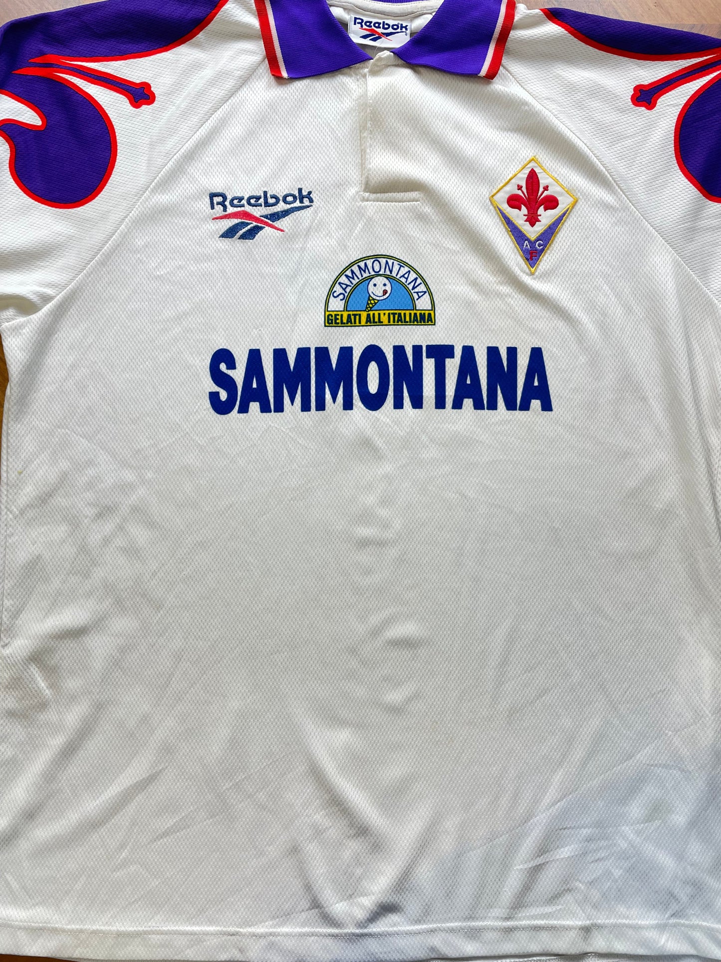 Match Shirt • Club • Fiorentina • 1995 • Reebok • Away • #6 • Match Prepared • Size XL