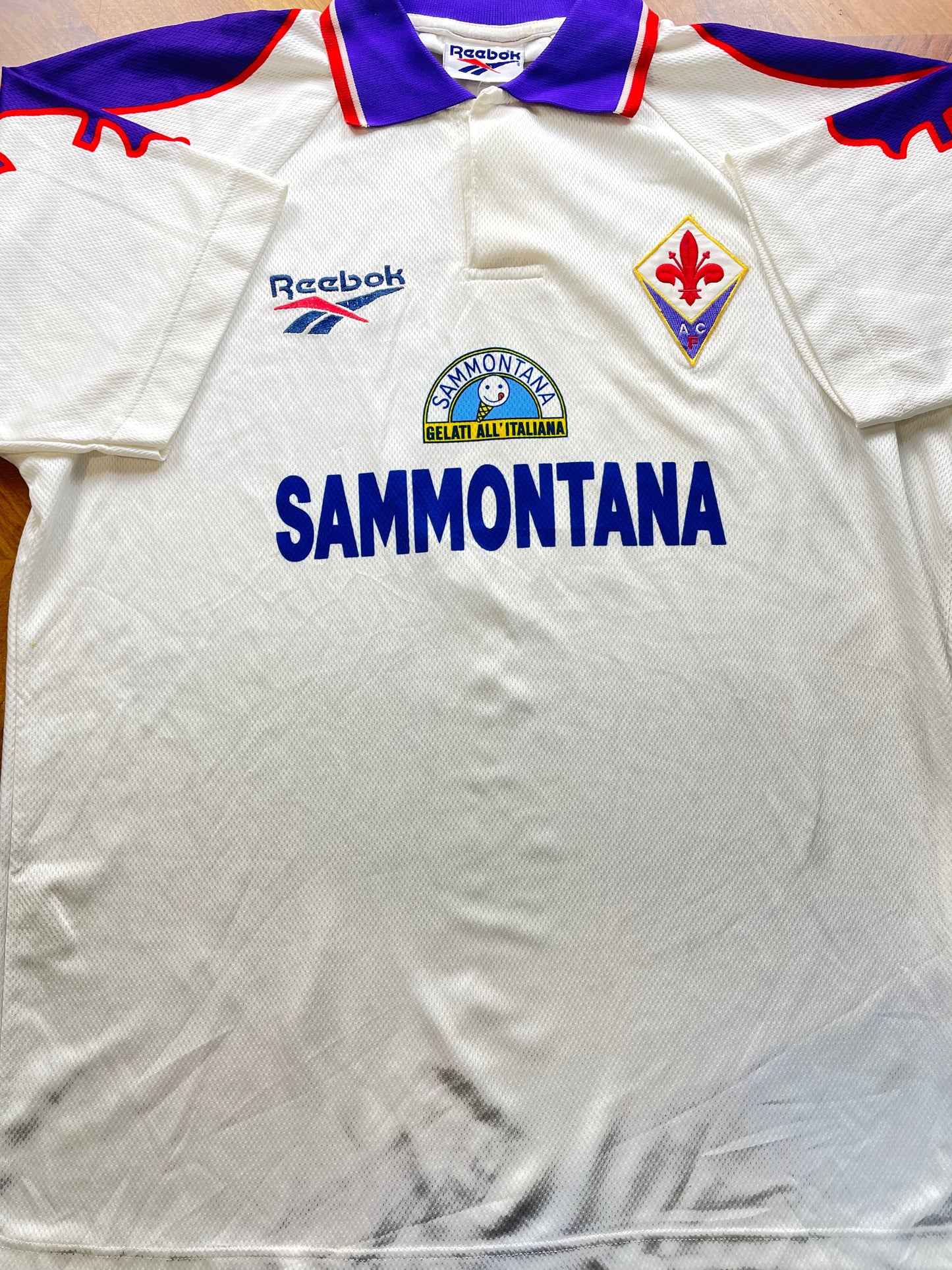 Match Shirt • Club • Fiorentina • 1995 • Reebok • Away • #6 • Match Prepared • Size XL