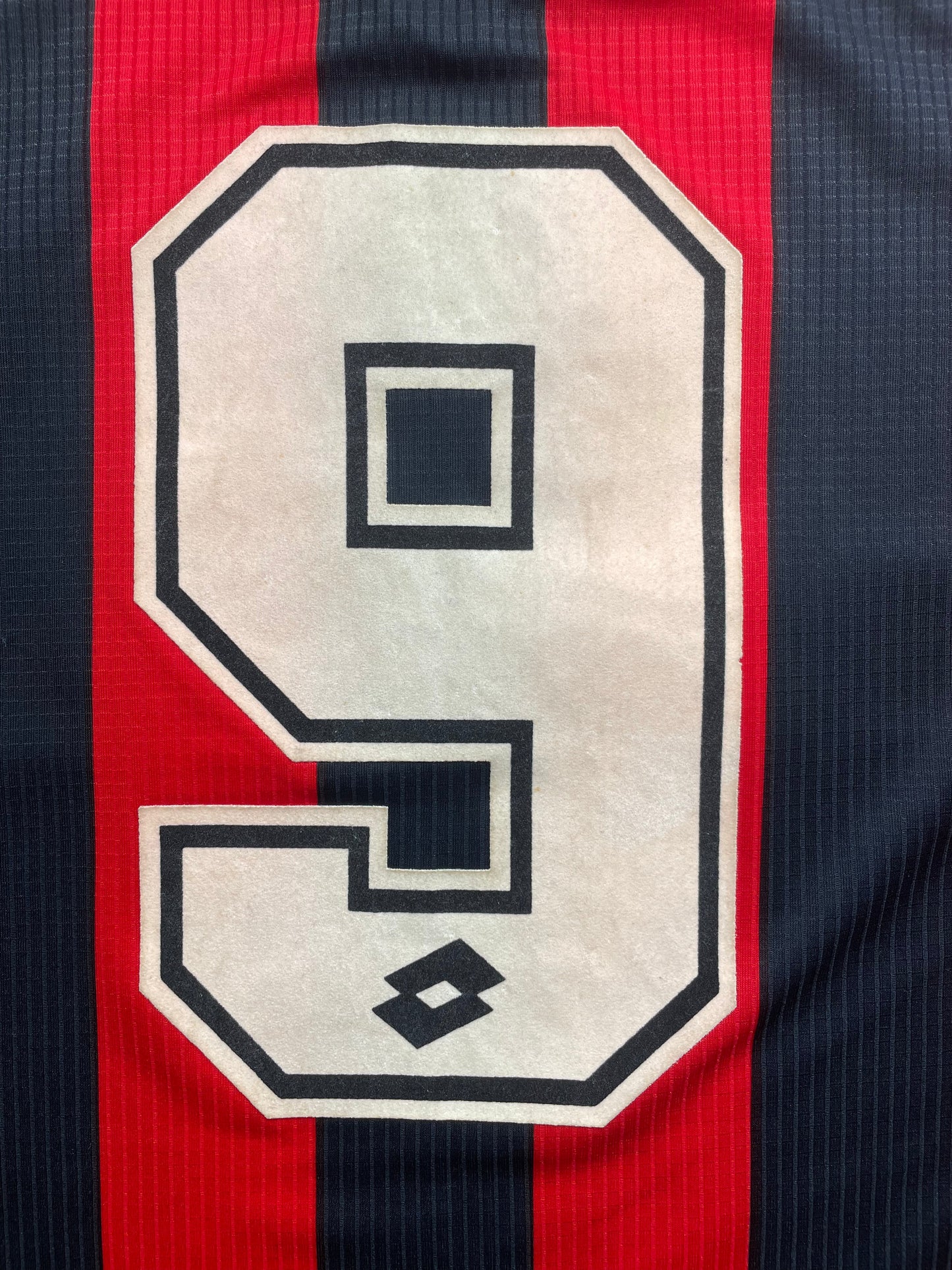 Match Shirt • Club • AC Milan • 1997 • Lotto • Home • #9 • Patrick Kluivert • Match Worn