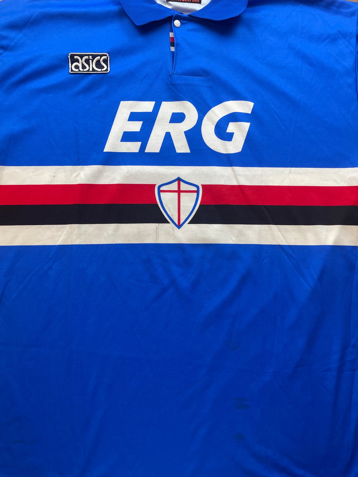 Match Shirt • Club • Sampdoria • 1993 • Asics • Home • #9 • David Platt • Match Worn • Unwashed
