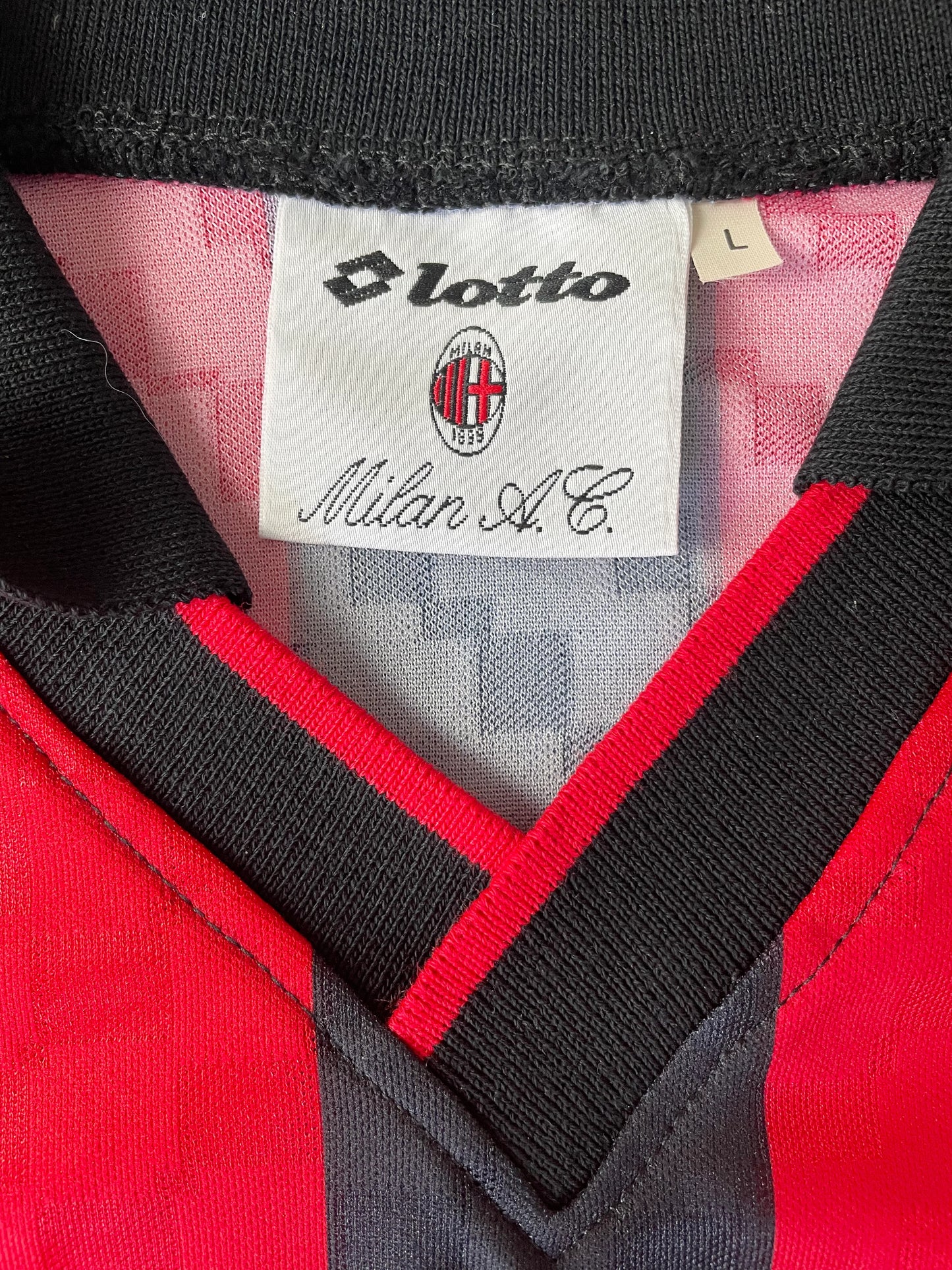 Store Shirt • AC Milan • 1995 • Lotto • Home • Marcel Desailly • Size L • Signed 