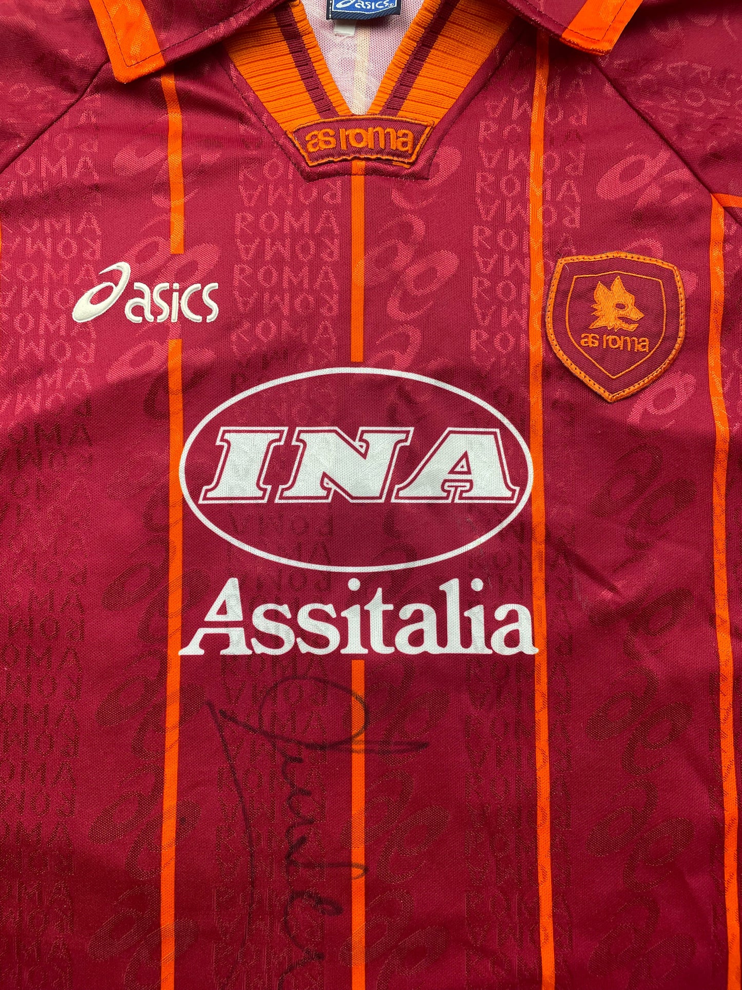 Match Shirt • Club • Roma • 1996 • Asics • Home • #10 • Daniel Fonseca • Match Worn • Signed