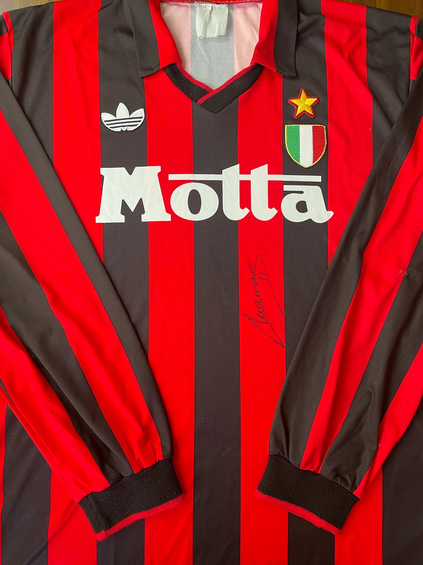Store Shirt • AC Milan • 1992 • Adidas • Home • Size XL • Signed by Daniele Massaro