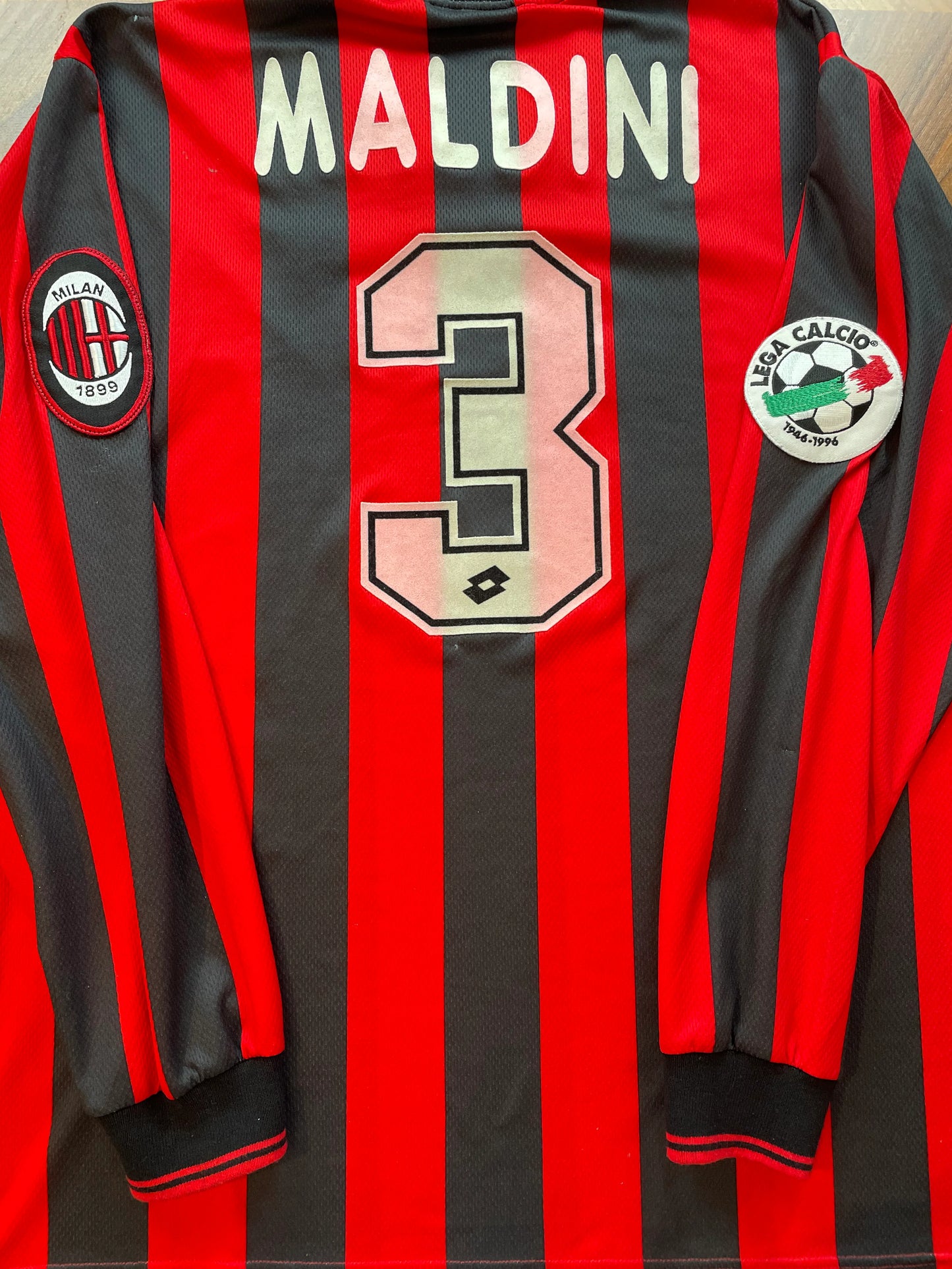 Store Shirt • AC Milan • 1996 • Lotto • Home • #3 • Paolo Maldini • Size XL