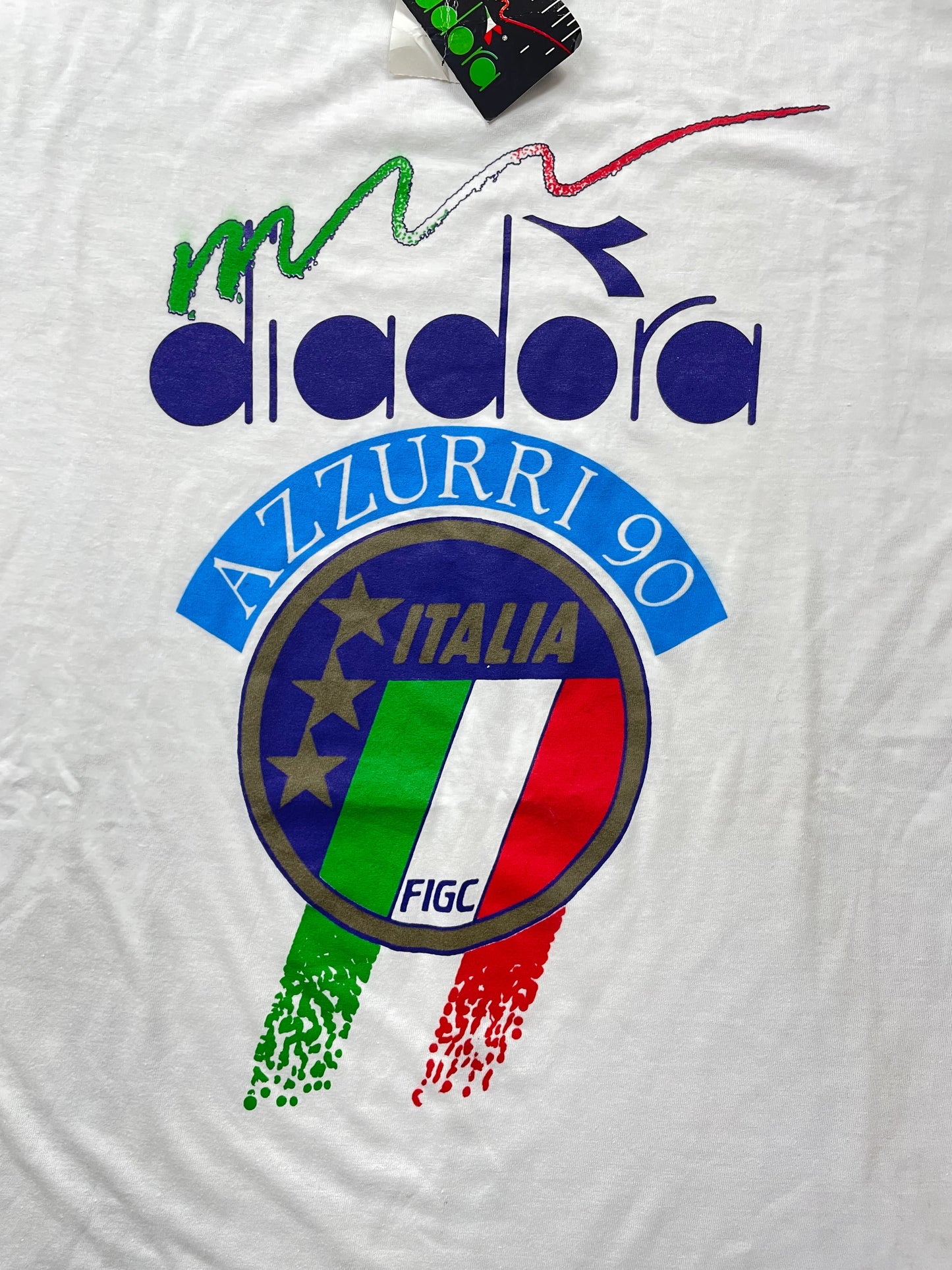 T-Shirt • 1990 • World Cup 90 • Italia • Azzurri 90 Diadora Official T-Shirt • Size XL
