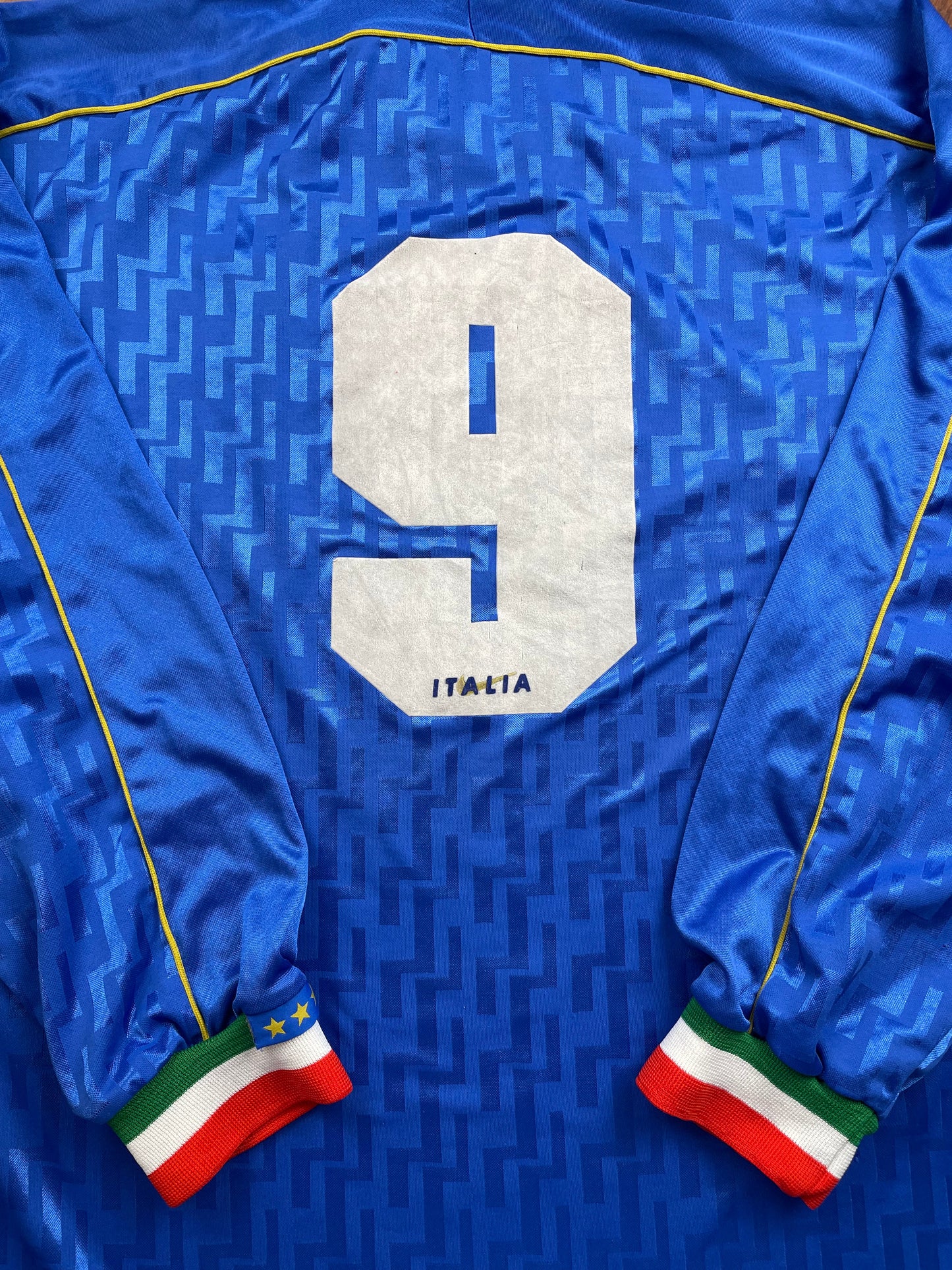 Match Shirt • National • Italia • 1995 • Nike • Home • #09 • Pierluigi Casiraghi • vs Ukraine • Euro 96 Qualifiers
