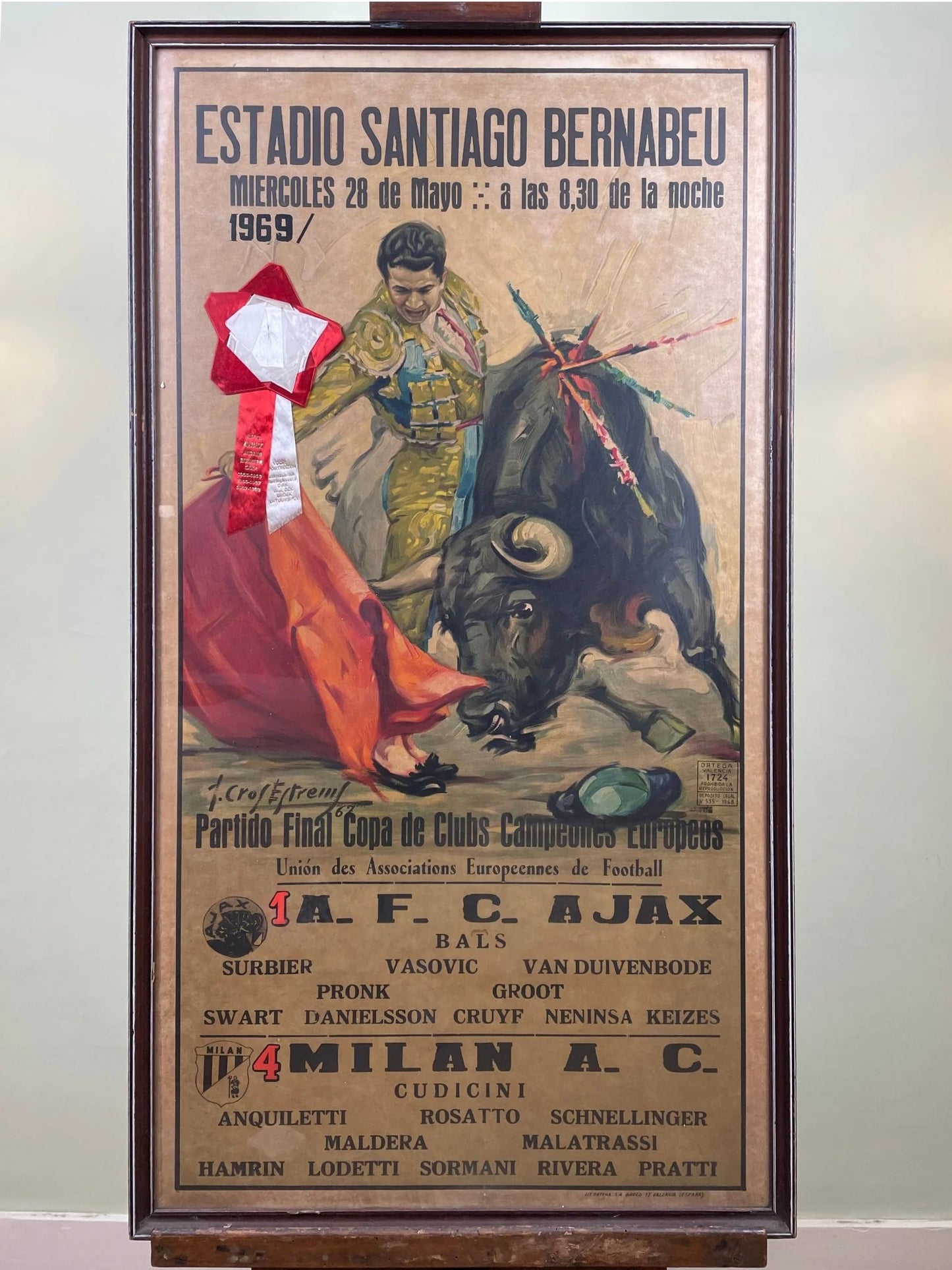 Store Memorabilia • Poster • AC Milan • 1969 • Official European Cup Final Poster