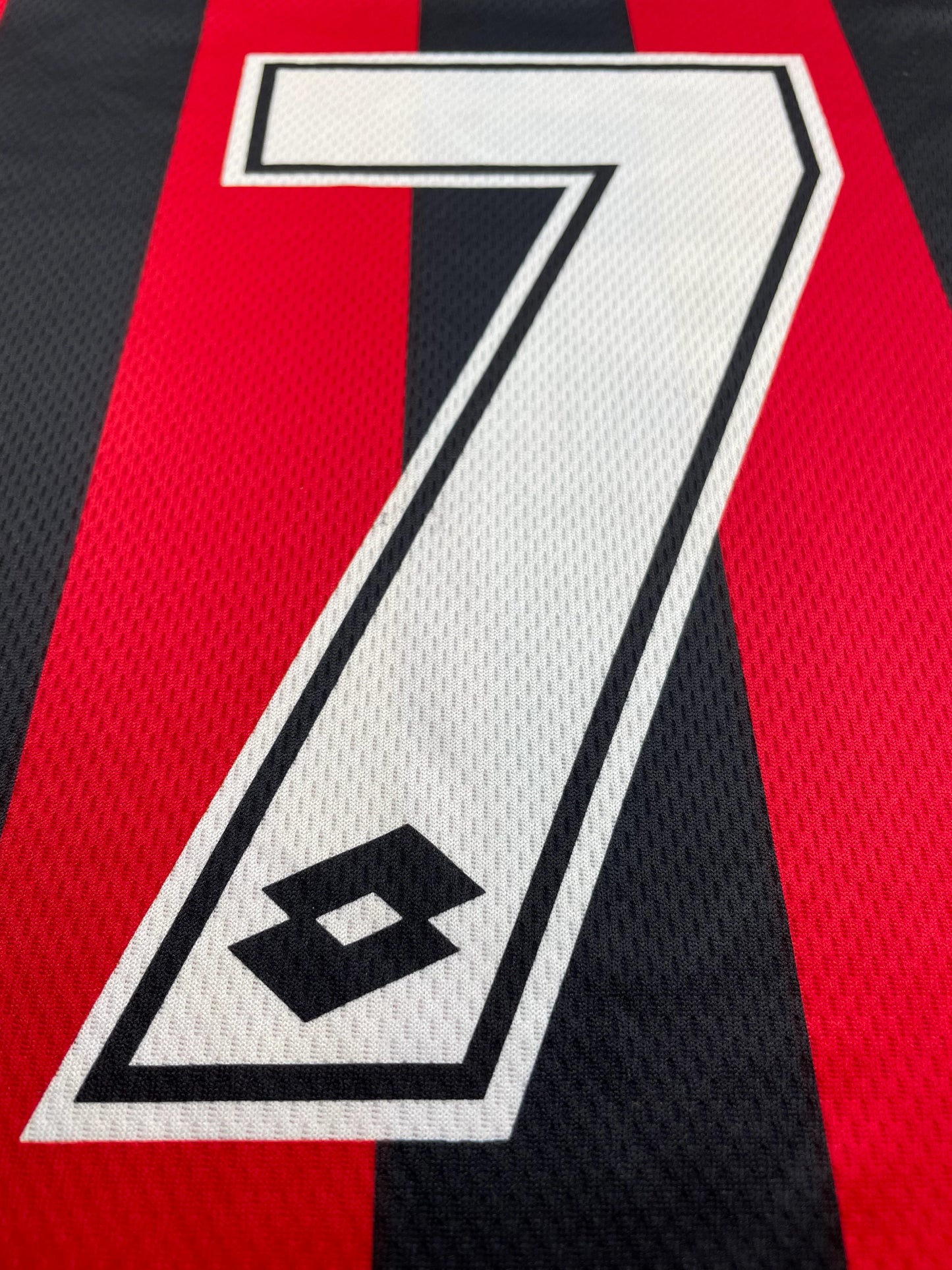 Match Shirt • Club • AC Milan • 1996 • Lotto • Home • #7 • Gianluigi Lentini • Match Prepared