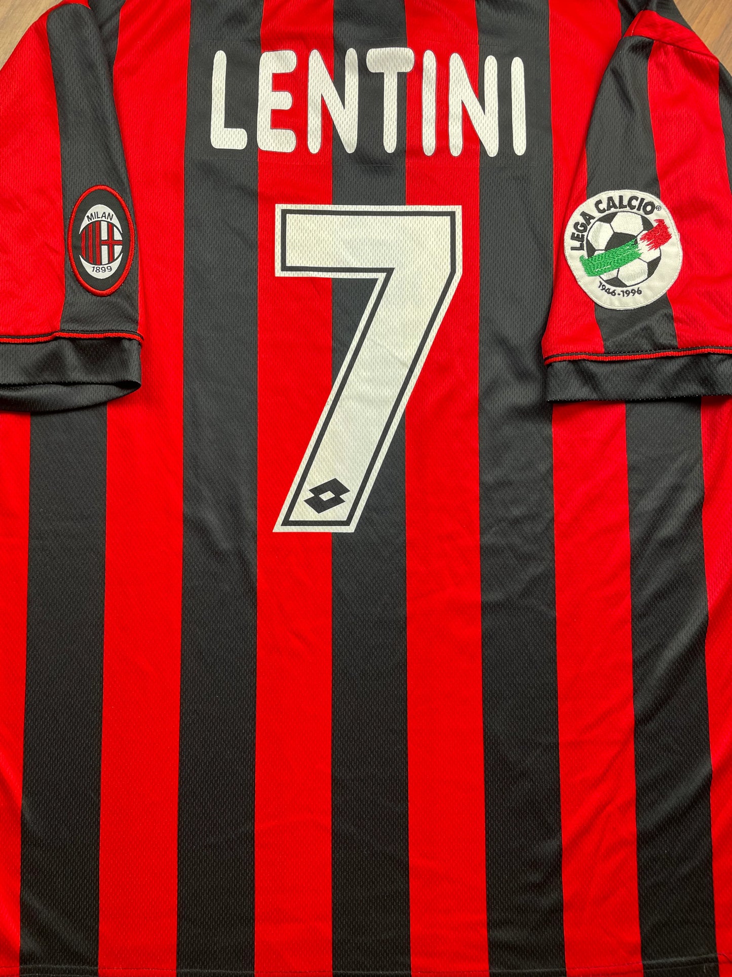 Match Shirt • Club • AC Milan • 1996 • Lotto • Home • #7 • Gianluigi Lentini • Match Prepared