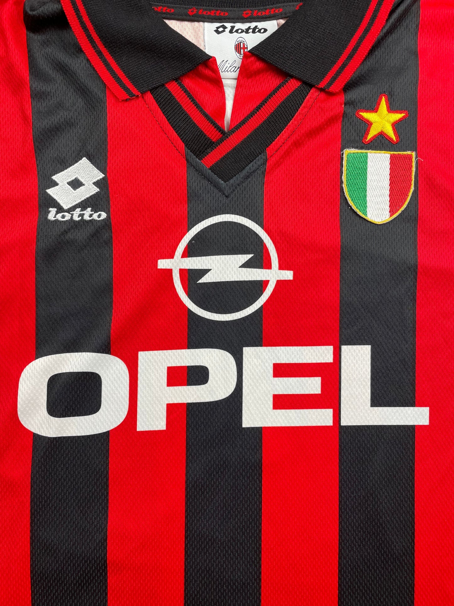 Match Shirt • Club • AC Milan • 1996 • Lotto • Home • #7 • Gianluigi Lentini • Match Prepared