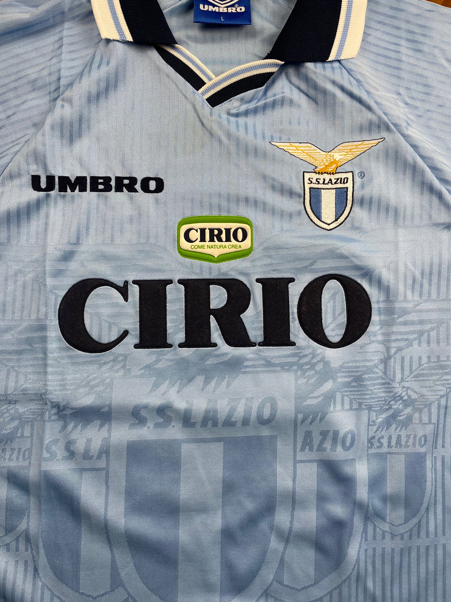 Match Shirt • Club • Lazio • 1997 • Umbro • Home • #10 • Roberto Mancini • Match Prepared