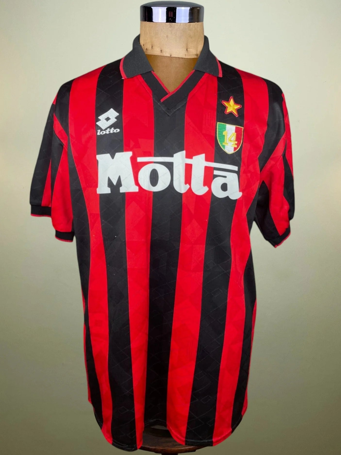 Match Shirt • Club • AC Milan • 1993 • Lotto • Home • #6 • Franco Baresi • Celebratory 14th Scudetto Shirt